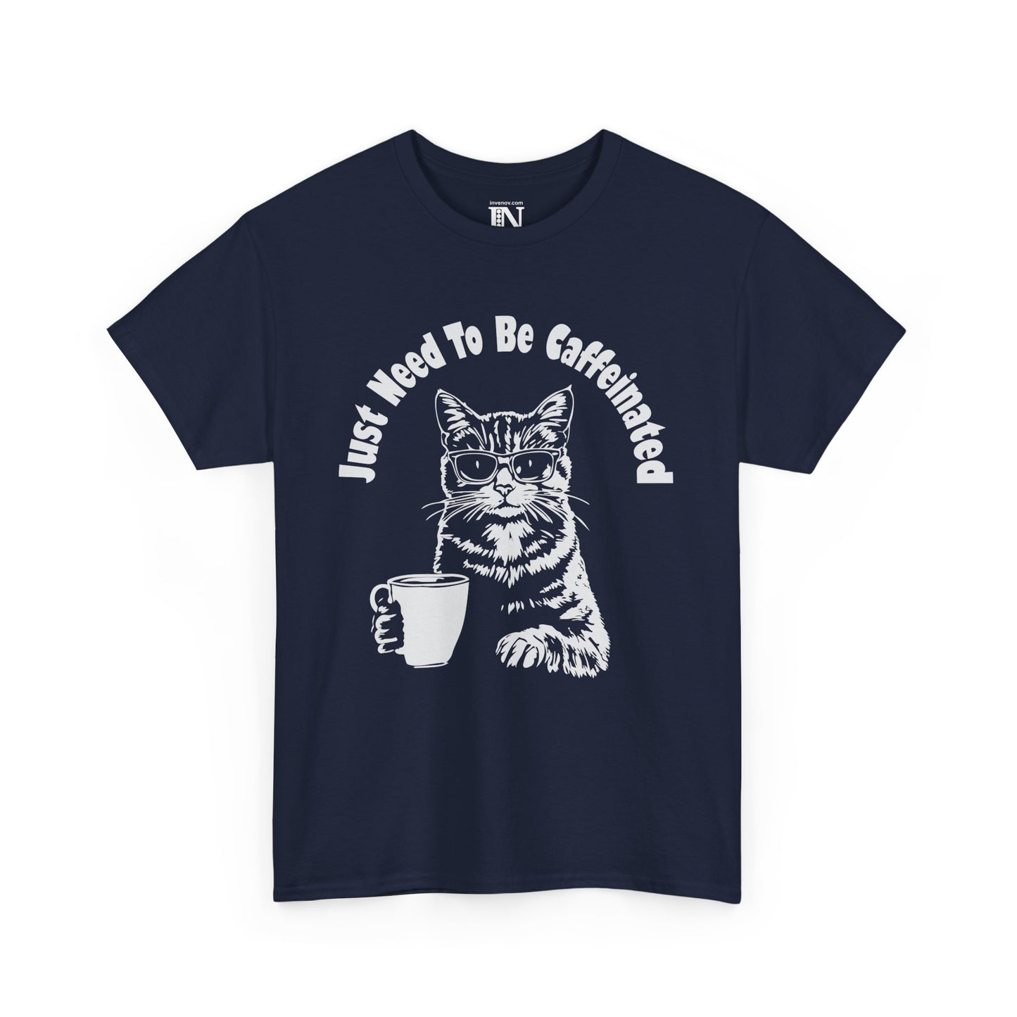 Funny Caffeine Cat Graphic Tee, Coffee Lover Shirt, Just Need To Be Caffeinated Shirt, Cat Enthusiast Top, Funny Everyday Tshirt