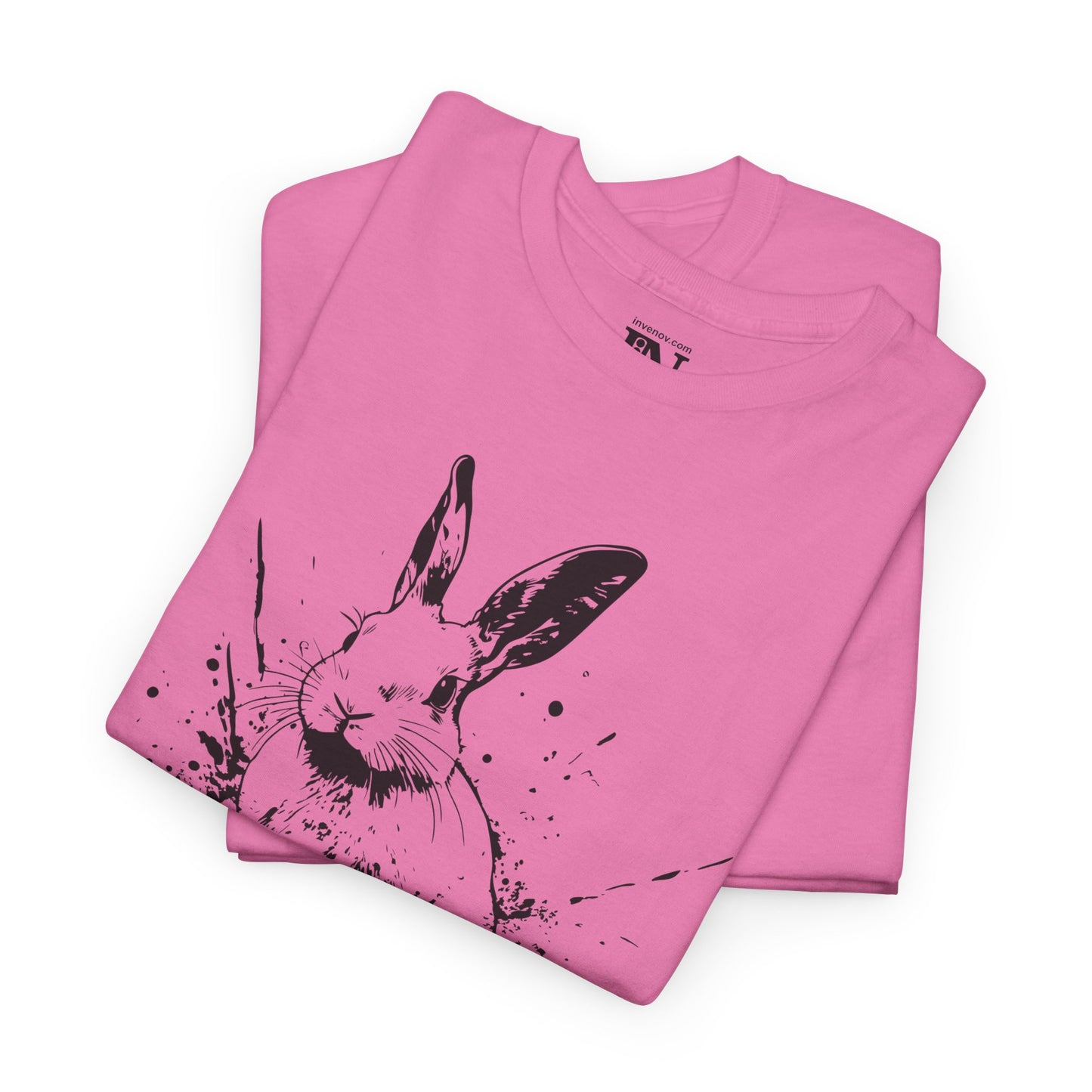 Easter Shirt, Rabbit Graphic Tee, Bunny T-Shirt, Ink Splatter Shirt, Animal Lover Gift, Minimalist Artistic Top, Easter Apparel