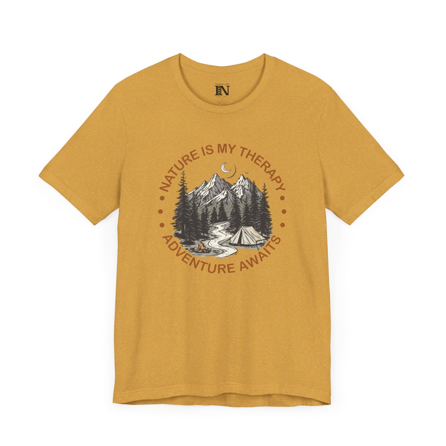 Mountain Adventure T-Shirt, Nature is My Therapy, Outdoor Campsite Tee, Hiking Shirt, Adventure Awaits Top, Summer Explore Shirt