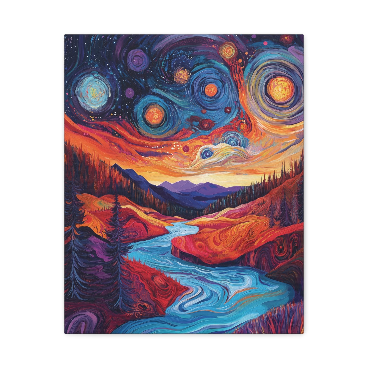 Psychedelic Cosmic Landscape Wall Art Canvas for Home Decor, Office, Meditation Space Galaxy, Abstract Art, Surreal Oil Painting Style