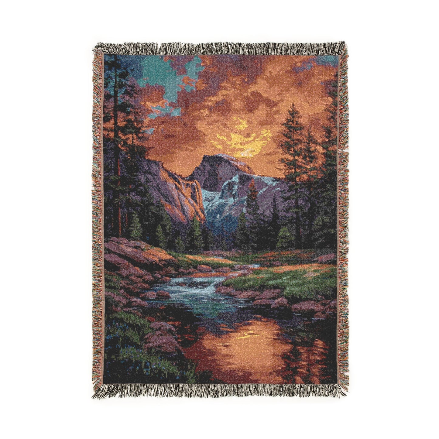 Iconic Yosemite Half Dome Woven Blanket Throw, Majestic National Park Art Tapestry, Cozy Nature Lover Gift & Home Decor, Sofa Bed Cover