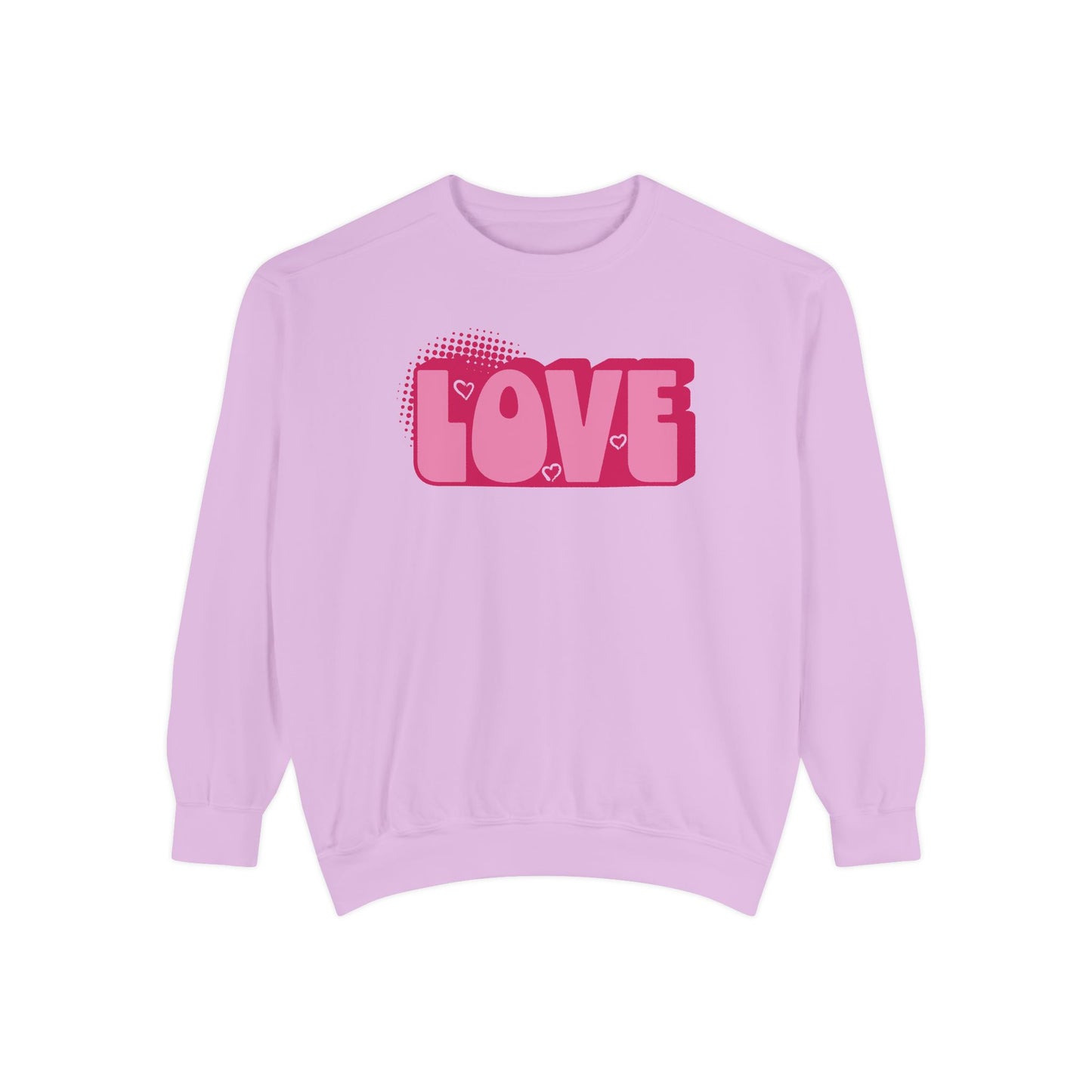Love Hearts Unisex Sweatshirt - Valentine's Day Comfort Colors Sweater, Gift for Him Her, Cozy Jumper, Pink Red Top, Love Sweatshirt