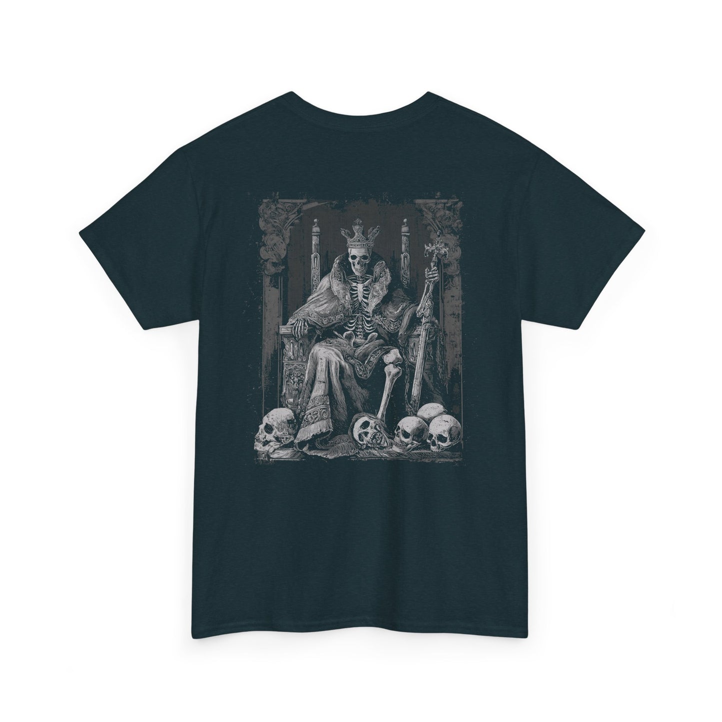 Gothic Skull Shirt, Skeleton King Shirt, Dark Aesthetic Style Shirt, Flaming Crown Graphic Tee, Royal Robes Edgy Style, Mysterious Design