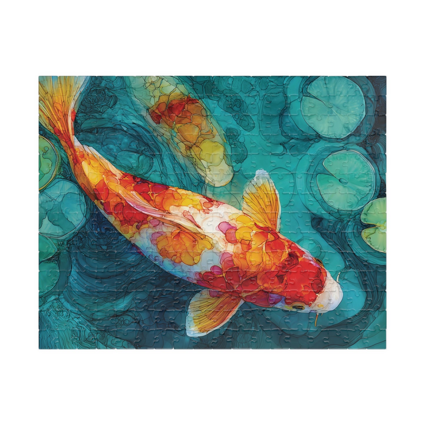 Koi Fish Jigsaw Puzzle, Fish Painting Style Puzzle, Serene Koi Pond Art Puzzle, Family Night Activity, Meditation Activity, Relaxing Hobby