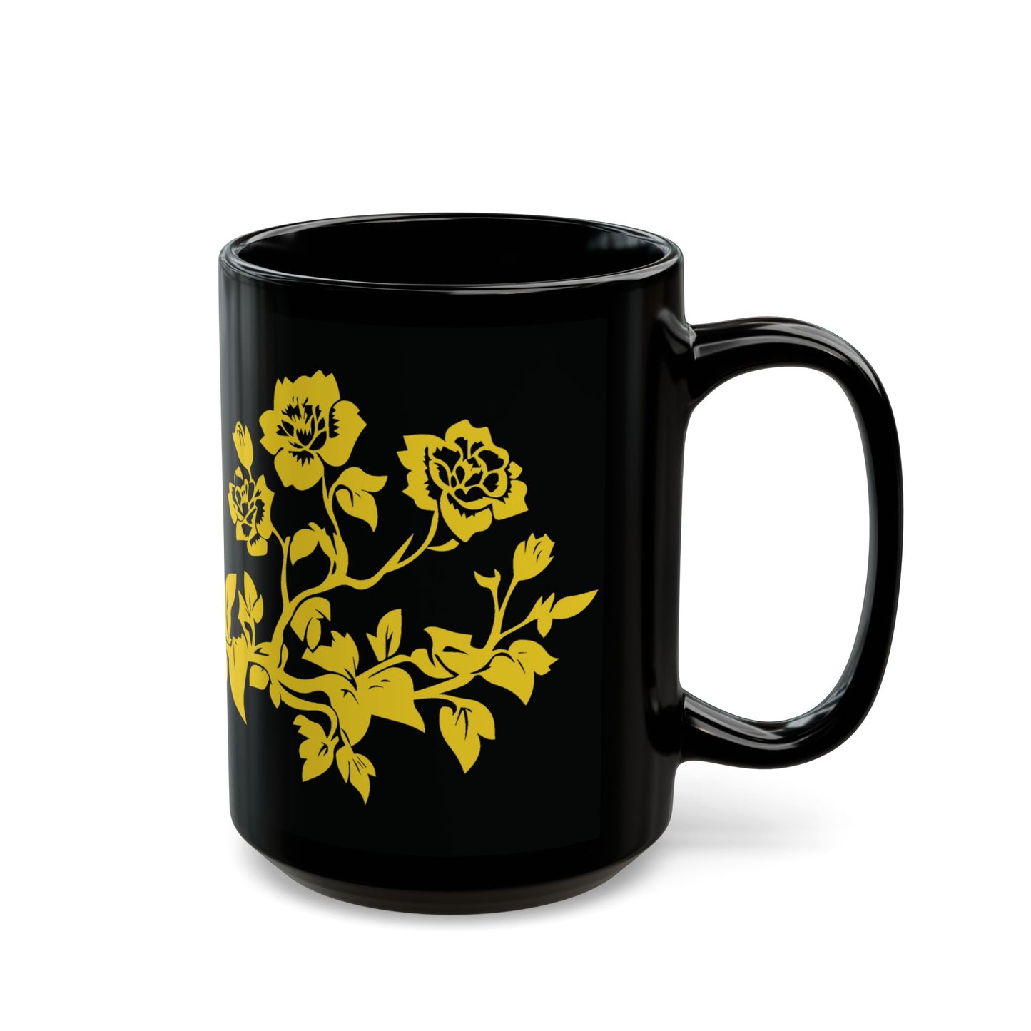 Snake Floral Mug, Chinese Papercut Artwork, Black Coffee Cup, Serpent Blossoms Tea Mug, Nature Harmony Gift, Minimalist Graphic Design