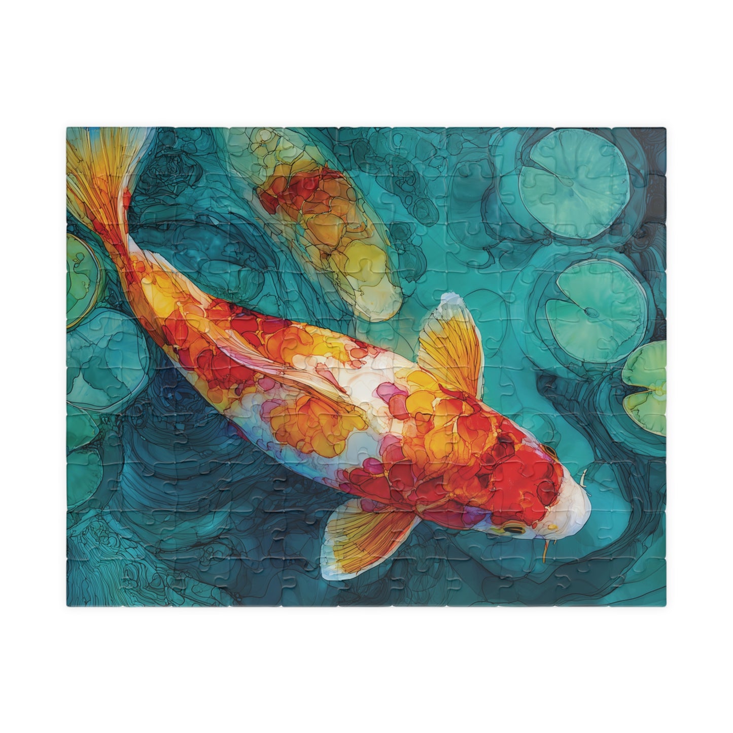 Koi Fish Jigsaw Puzzle, Fish Painting Style Puzzle, Serene Koi Pond Art Puzzle, Family Night Activity, Meditation Activity, Relaxing Hobby