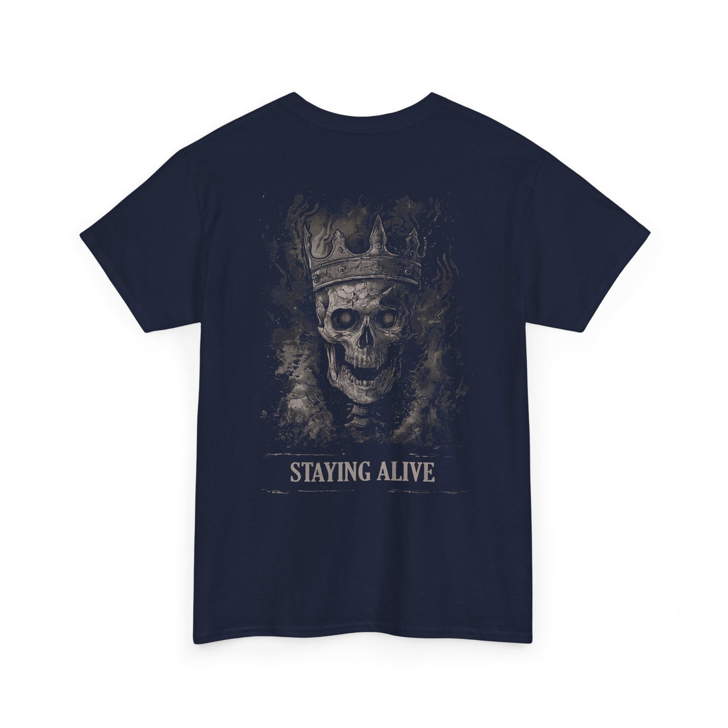 Gothic Skull Skeleton T-Shirt, Staying Alive Shirt, Skeleton King Tee, Funny Dark Humor Shirt, Vintage Edgy Style Dark Aesthetic Shirt