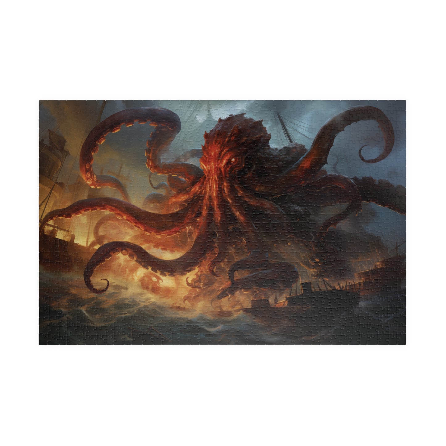 Epic Kraken Puzzle, Giant Octopus Jigsaw Puzzles, Mythical Sea Monster Jigsaw Puzzle, Fantasy Ocean Battle Puzzle, Kraken Attack Puzzle