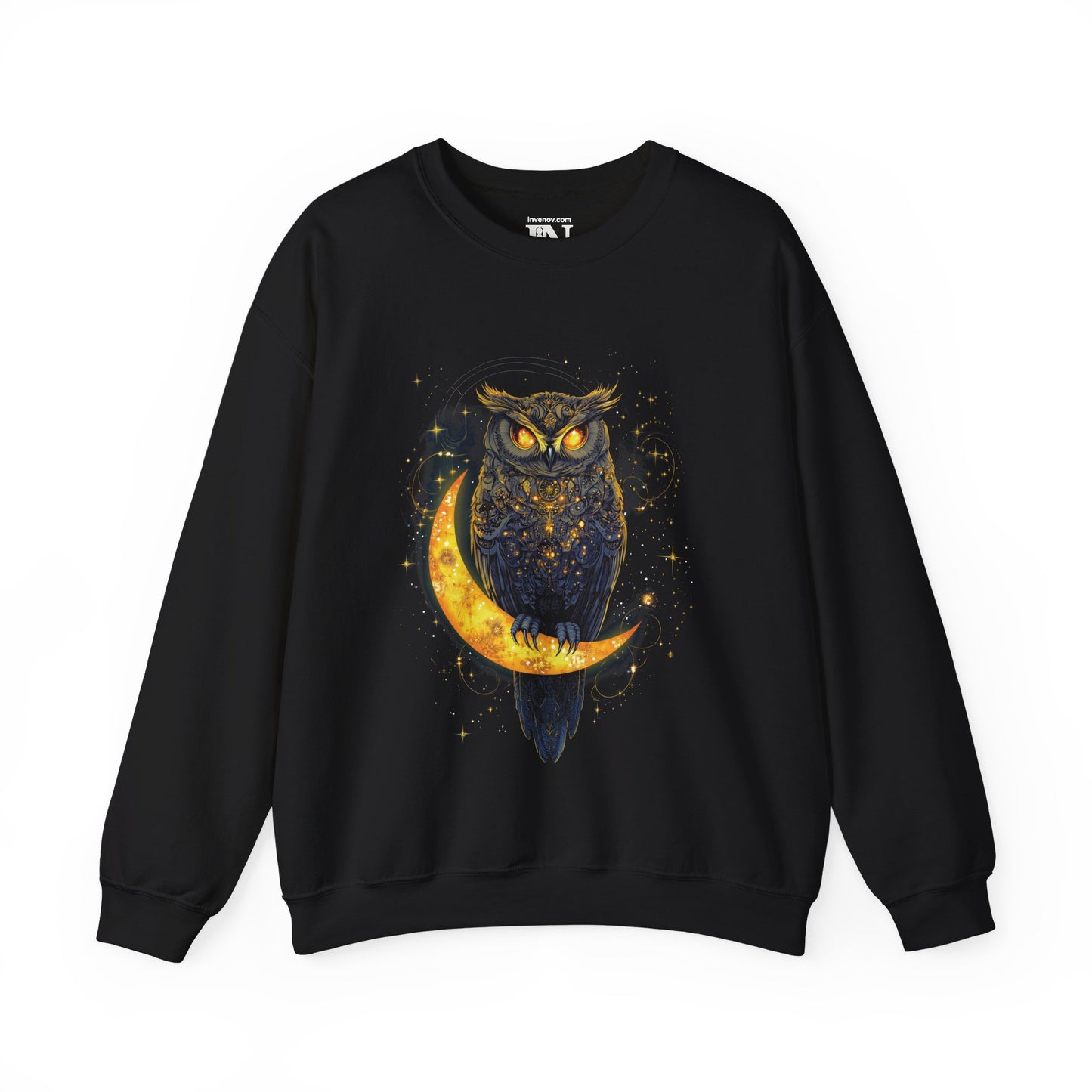 Celestial Owl Sweatshirt, Cosmic Moon Owl Shirt, Mystical Galaxy Jumper, Astronomy Bird Pullover, Unique Artistic Sweater, Cosmic Graphic
