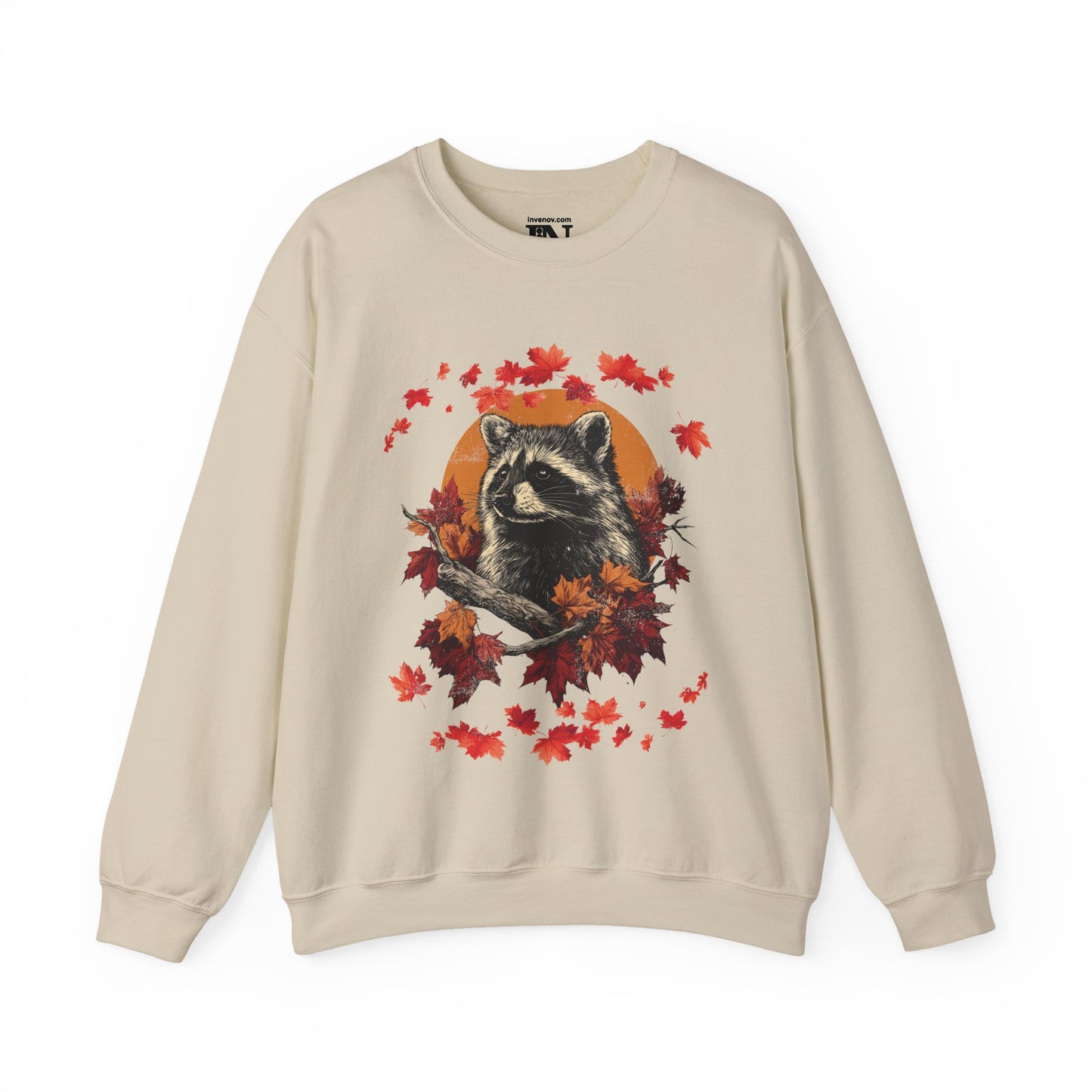 Autumn Raccoon Sweatshirt, Nature Lover Fall Crewneck, Cozy Autumn Leaves Jumper, Wildlife Gift, Outdoor Enthusiast Sweater