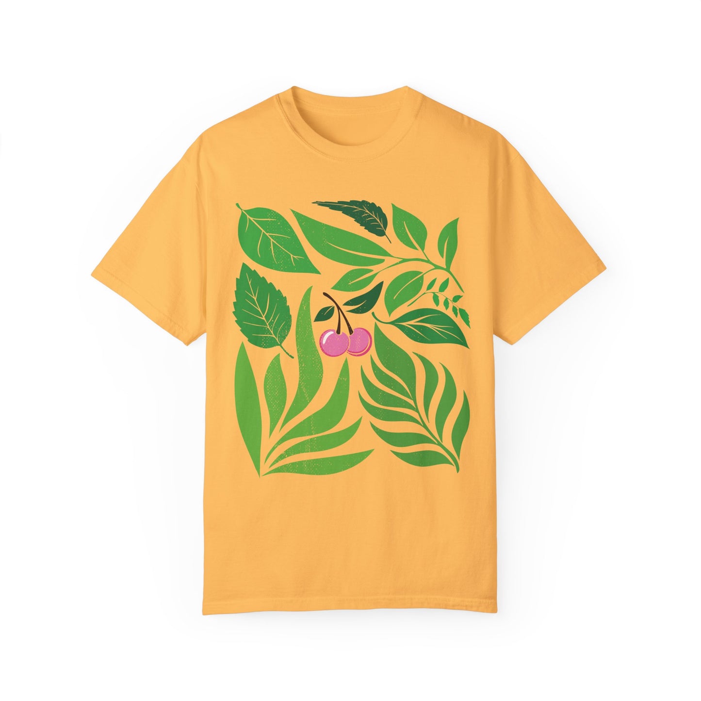 Botanical Cherry T-Shirt, Boho Nature-Inspired Graphic Tee, Plant Lover Gift, Tropical Shirt, Organic Botanical Top, Summer Vibes Clothing