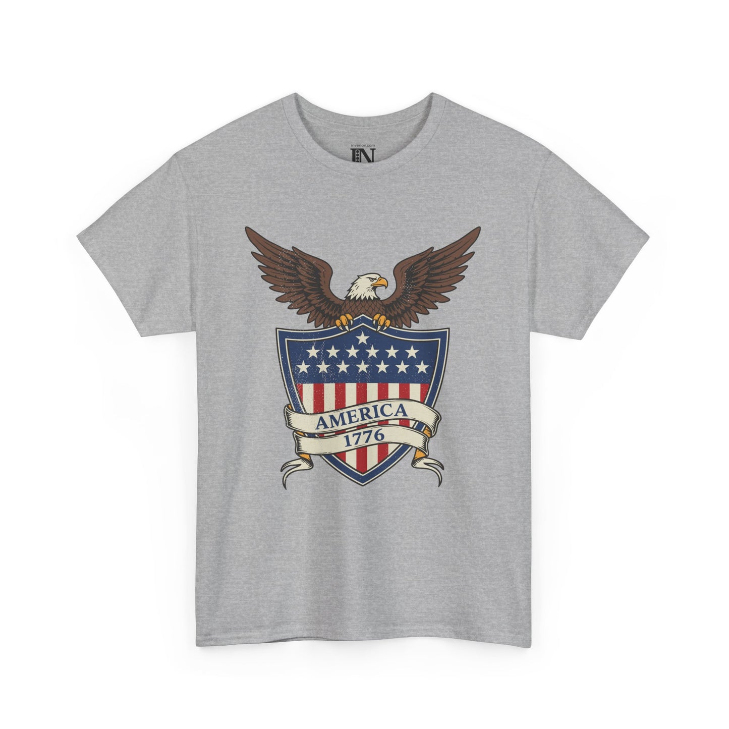 Vintage Style American T-Shirt, Bald Eagle Patriotic Shield Graphic Tee, 4th of July Memorial Day Shirt, Patriot Gift, Red White Blue