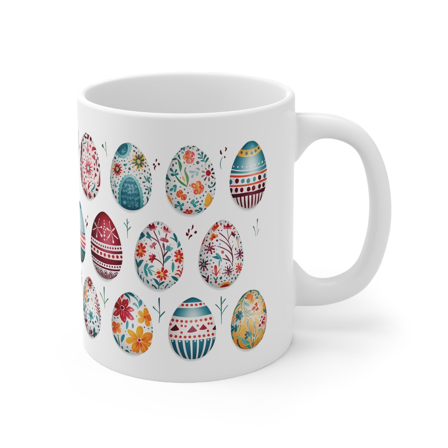 Easter Coffee Mug, Easter Egg Tea Mug, Bunny Egg Mug, Colorful Mug, Egg Pattern Cup, Easter Gift Idea, Ceramic Easter Mug