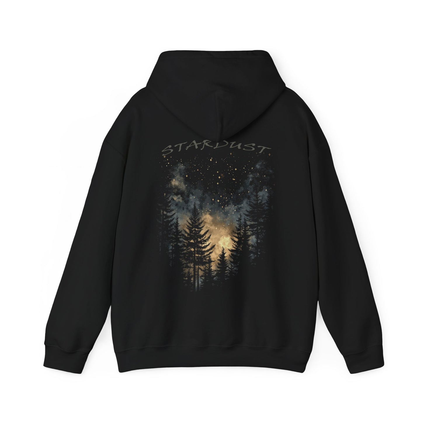 Custom Nighttime Forest Celestial Hoodie, Black Starry Sky Pine Trees Hoodie, Cozy Astronomy Clothing, Nature Lover Gift, Dreamy Artistic