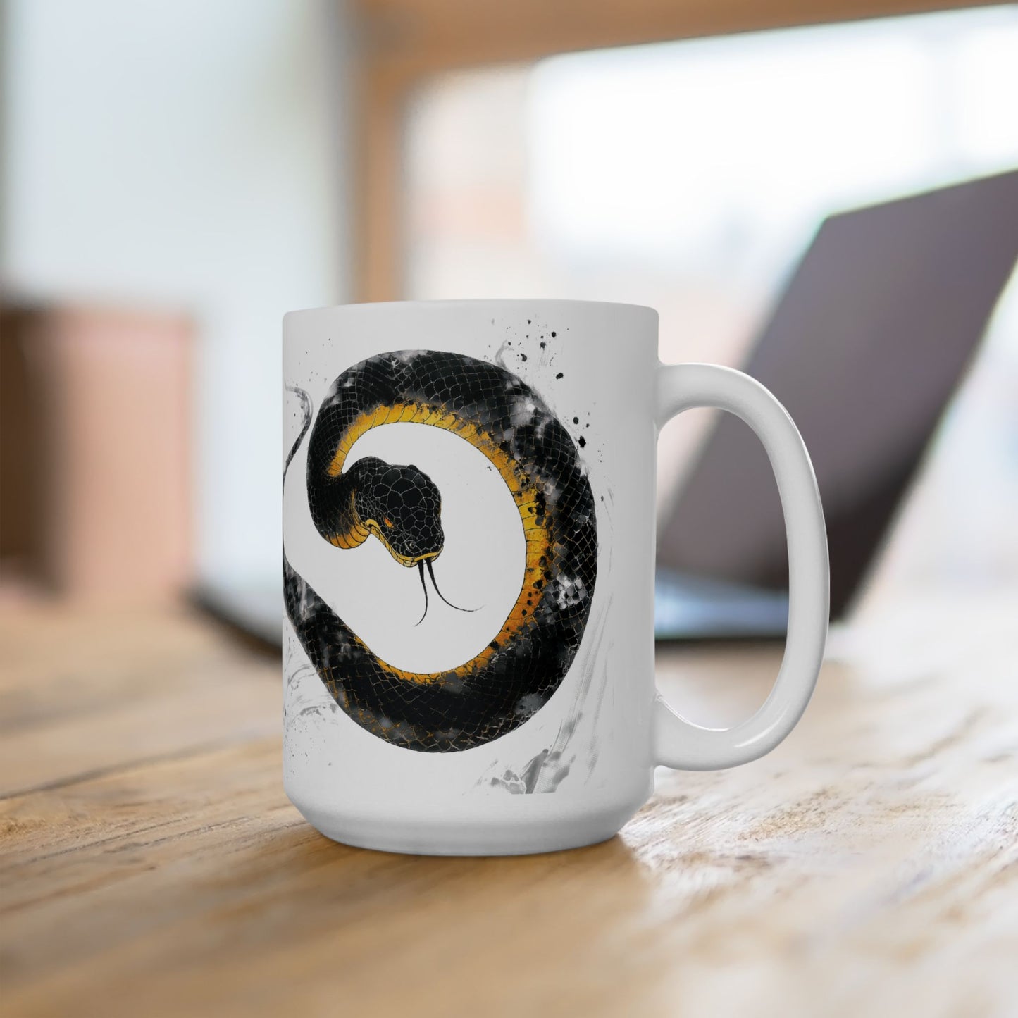 Ceramic Mug, Chinese Style Snake Painting in Black, Chinese New Year Gift, 11oz 15oz Mug, Year of the Snake Mug, Porcelain Cup