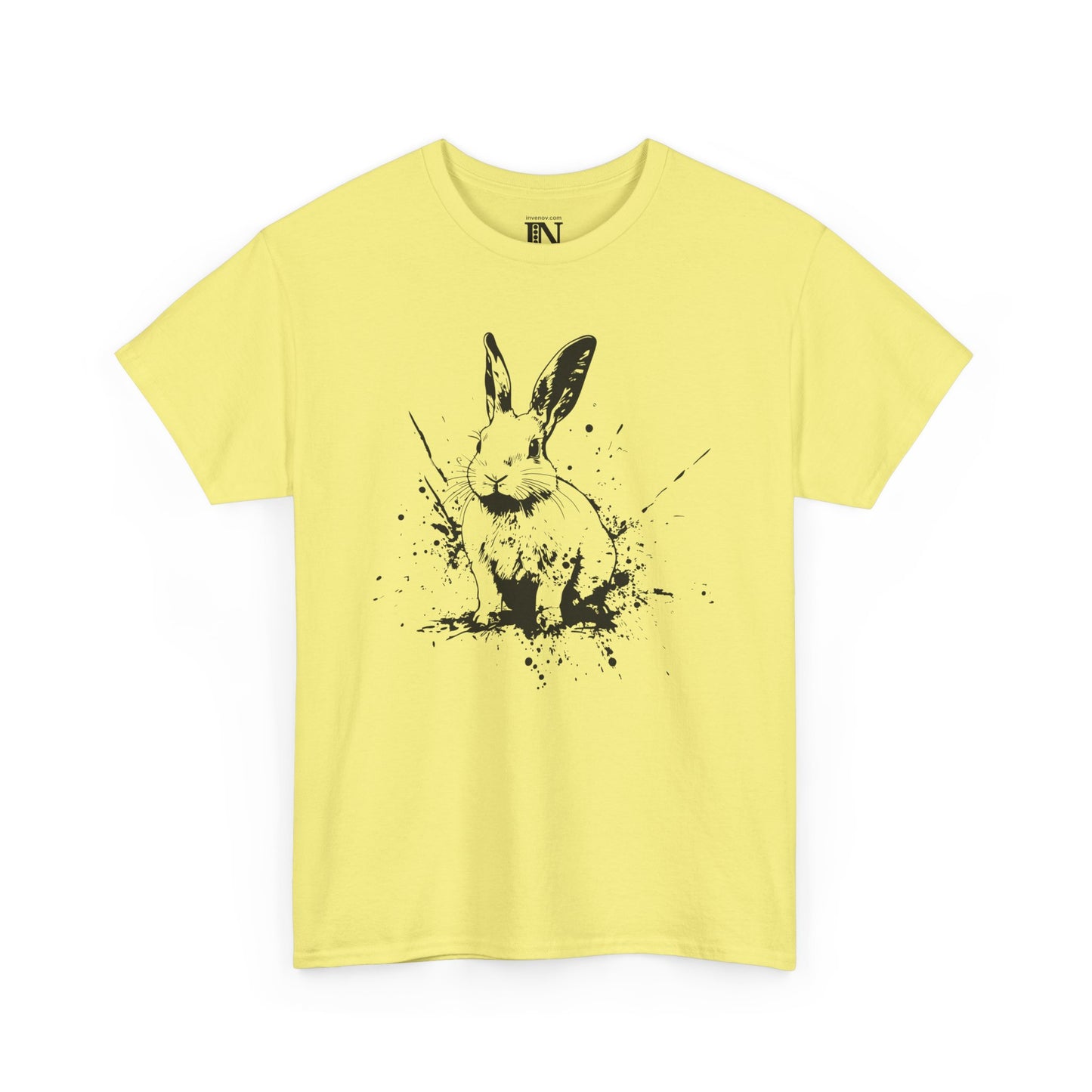 Easter Shirt, Rabbit Graphic Tee, Bunny T-Shirt, Ink Splatter Shirt, Animal Lover Gift, Minimalist Artistic Top, Easter Apparel