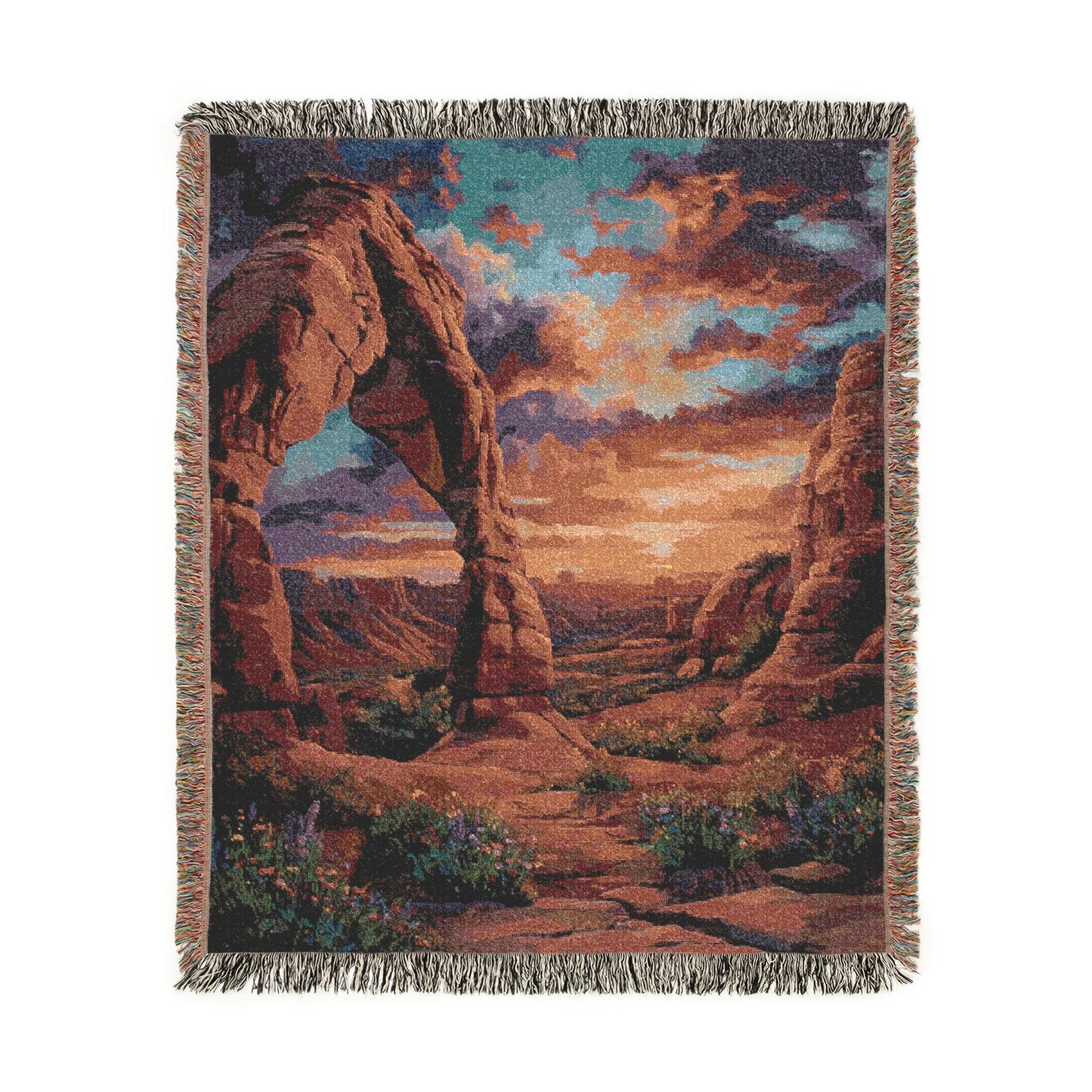 Arches National Park Woven Blanket, Delicate Arch Tapestry, Utah Sunset Throw, Western Boho Decor, Home Bedroom Decor, Sofa Bed cover