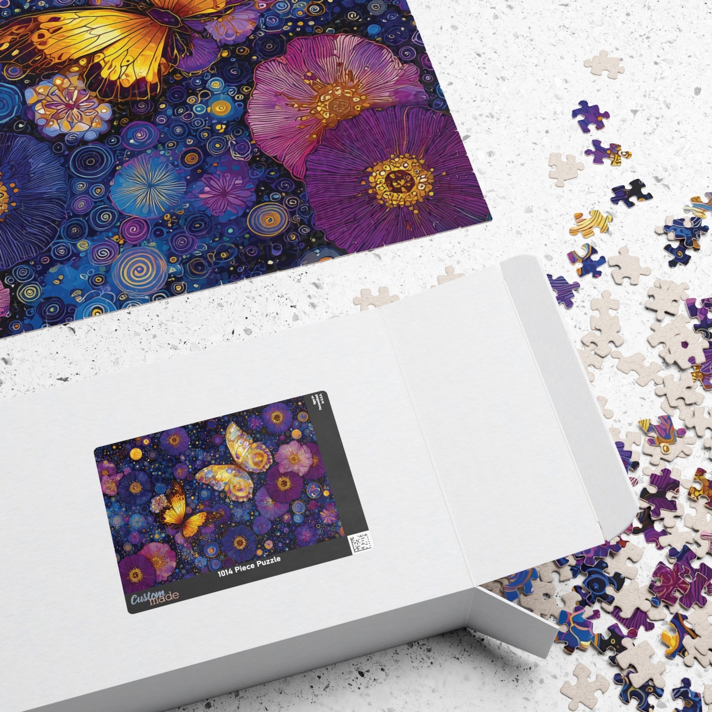 Abstract Night Garden of Butterflies and Blossoms Jigsaw Puzzle, 110, 252, 520, 1014-piece, Painting Style, Relaxing and Rewarding Activity