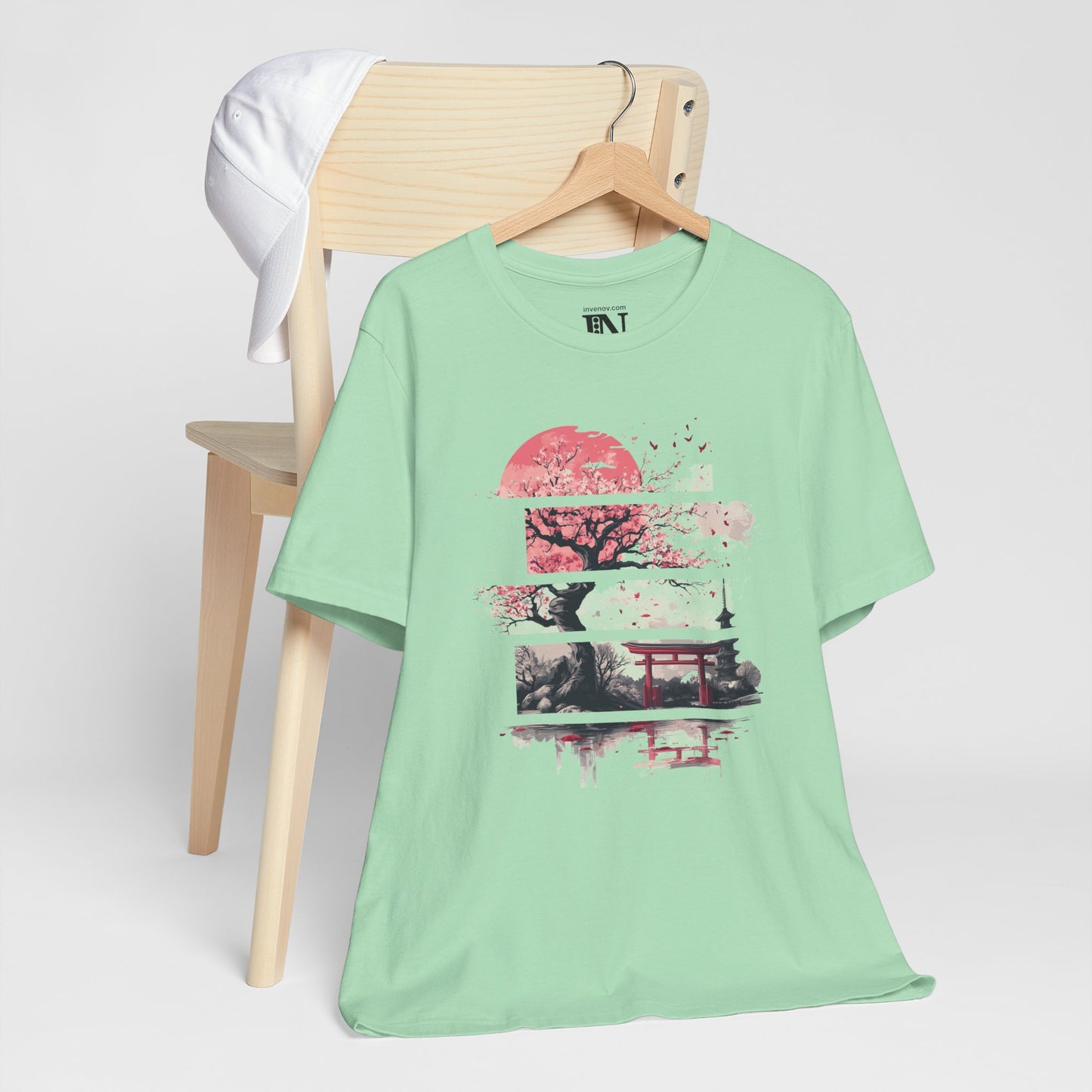 Japanese Cherry Blossom Shirt, Travel Japan Shirt, Elegant Japan Lover Shirt, Japan Torii Gate Shirt, Sumi-e Style, Artistic Fashion