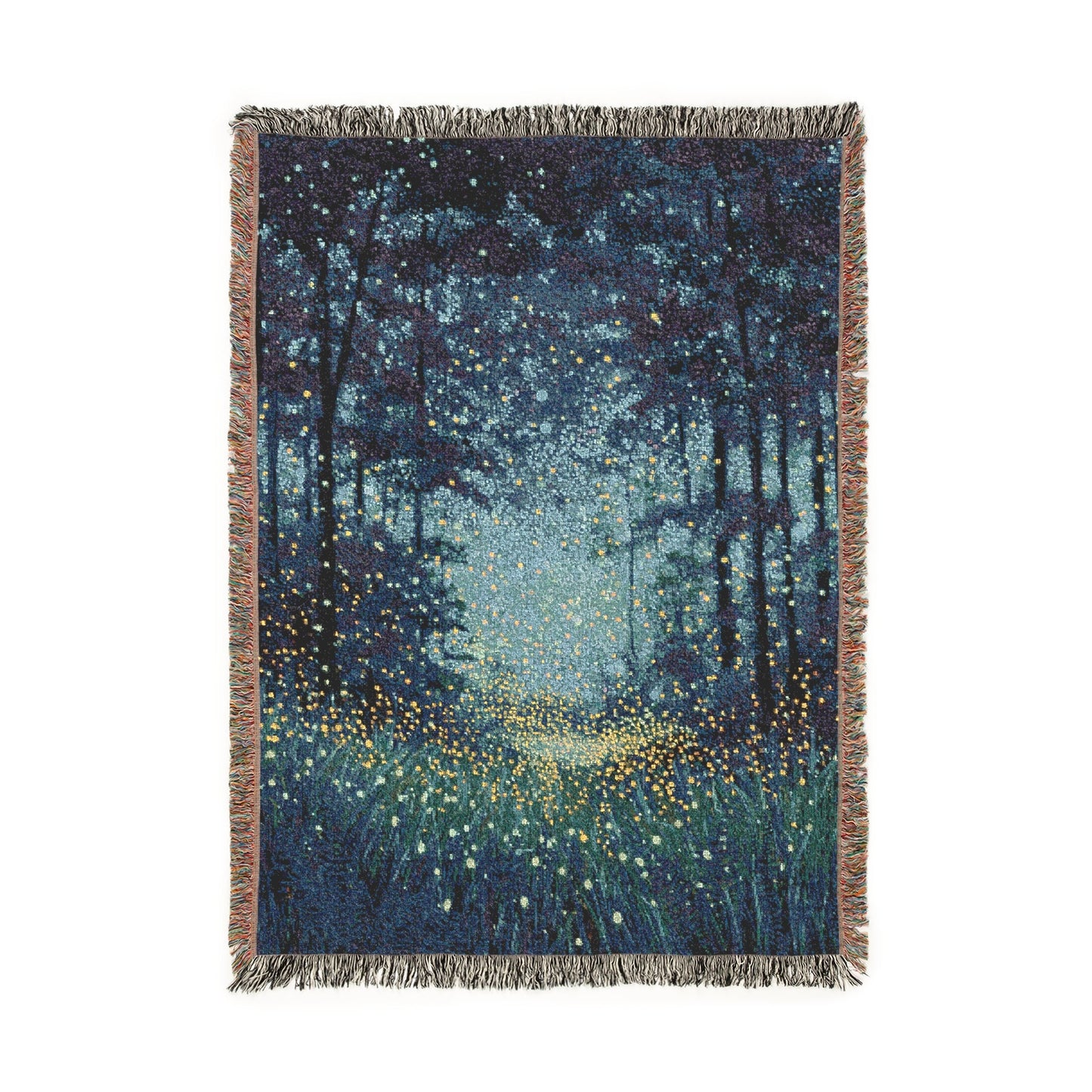 Woodland Night Magical Forest Tapestry Throw Woven Blanket, Magical Fireflies Blanket, Fairytale Bed Decor, Cozy Home Gift, Nature Lover