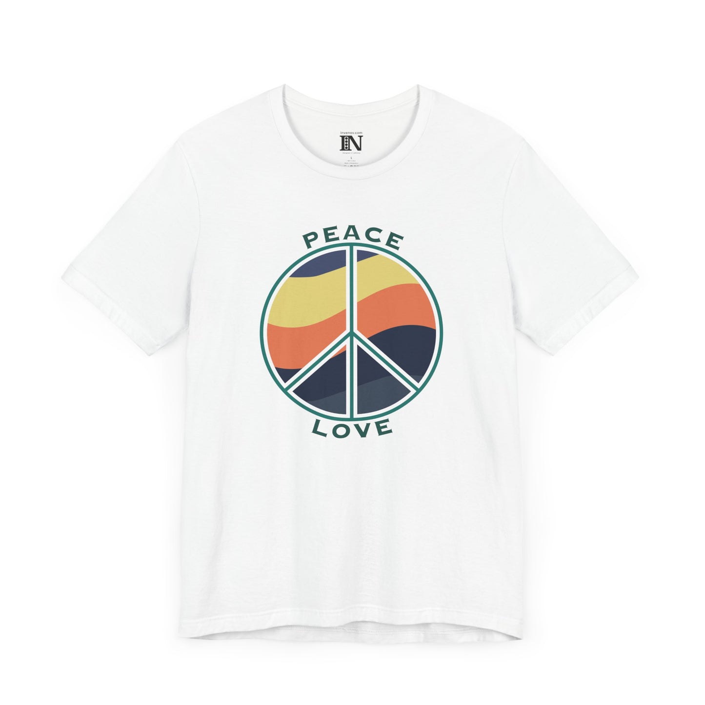 Retro Peace Sign Tee, Sunset Color Graphic T-Shirt, Hippie Peace Love Shirt, Boho Earthy Fashion Top, Peace Symbol Gift, Vintage Style Tee