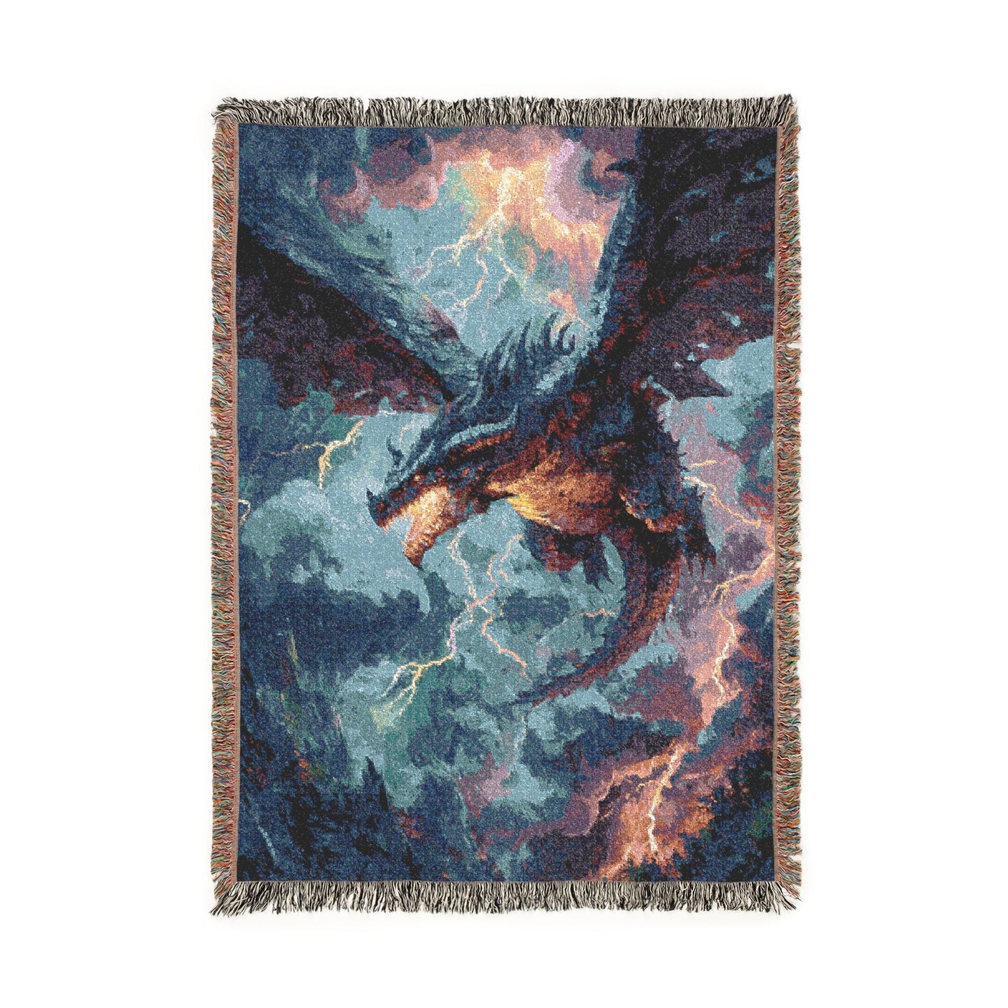 Dragon Fantasy Woven Blanket, Cozy Sofa or Bed Throw, Wall Tapestry, Fantasy Lover Decor, Dragon Lover Gift, Legendary Creature Decor