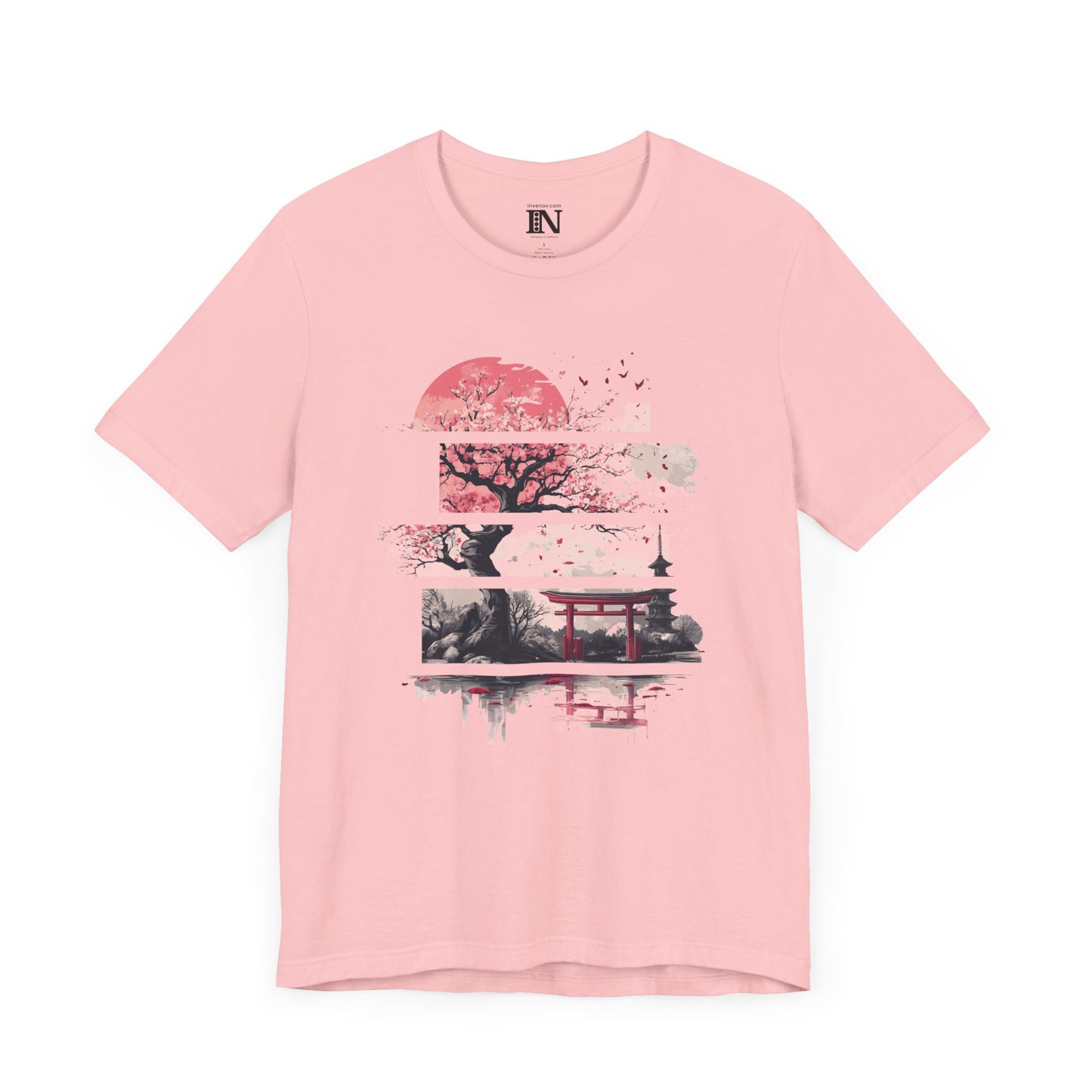 Japanese Cherry Blossom Shirt, Travel Japan Shirt, Elegant Japan Lover Shirt, Japan Torii Gate Shirt, Sumi-e Style, Artistic Fashion