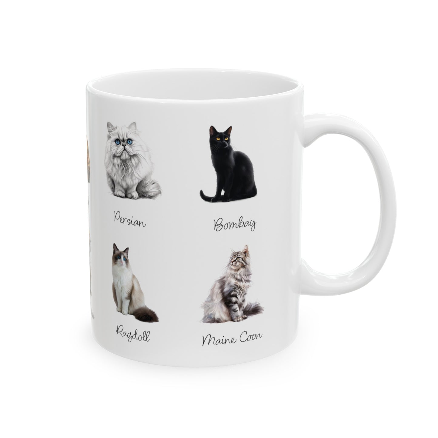 Cat Coffee Mug, Cat Breed Mug, Cat Lover Mug, Cat Drawing Mug, Kitten Tea Cup, House Warming gift, Cat Home Decor, Birthday Gift