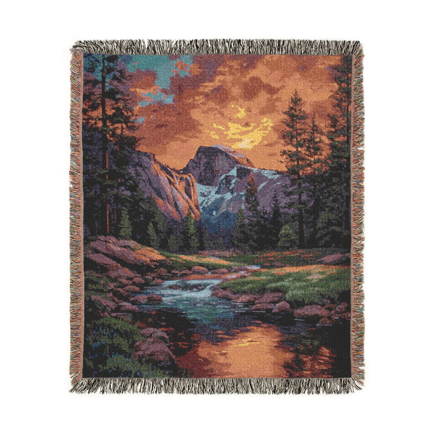 Iconic Yosemite Half Dome Woven Blanket Throw, Majestic National Park Art Tapestry, Cozy Nature Lover Gift & Home Decor, Sofa Bed Cover