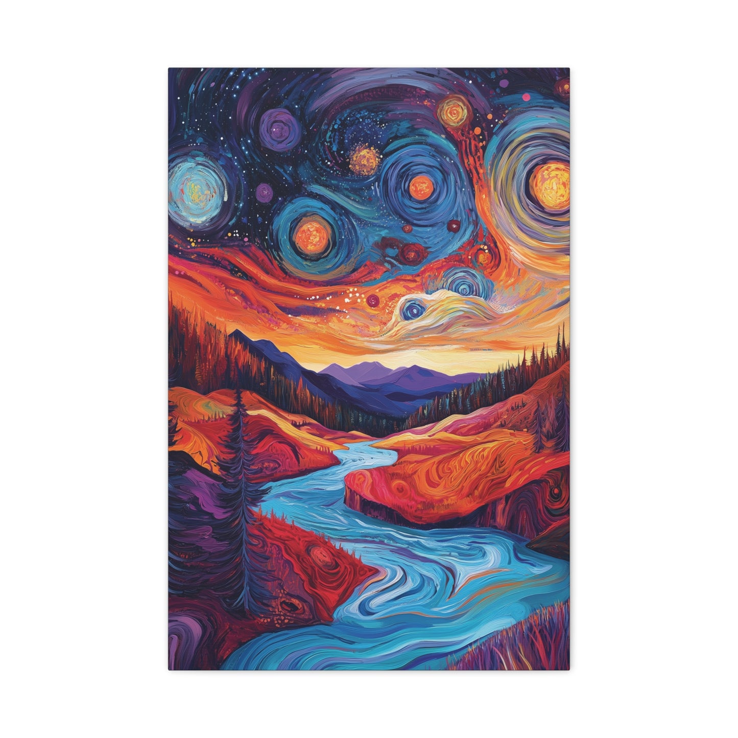 Psychedelic Cosmic Landscape Wall Art Canvas for Home Decor, Office, Meditation Space Galaxy, Abstract Art, Surreal Oil Painting Style