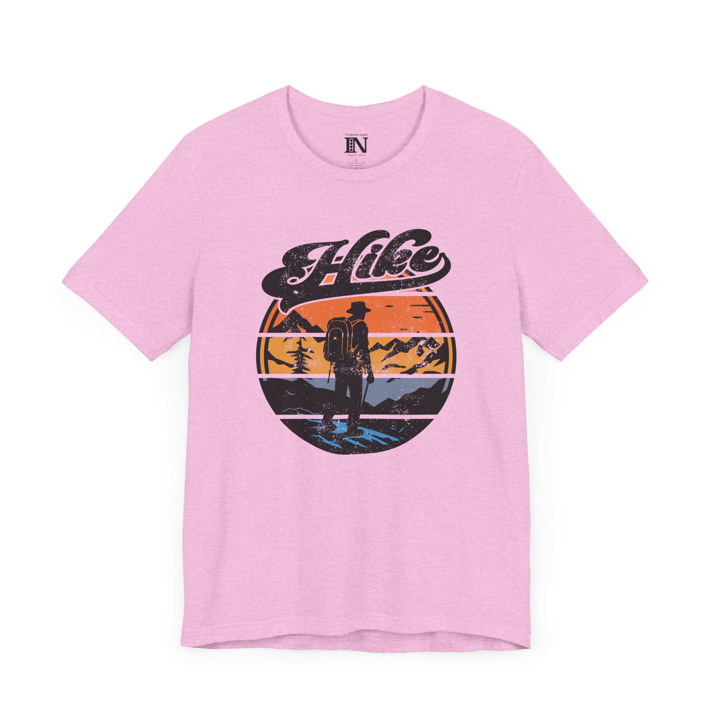 Retro Hiking Shirt, Vintage Distressed Style Nature Tee, Outdoor Adventure Shirt, Mountain Sunset Top, Camping Graphic Tee, Unisex Jersey