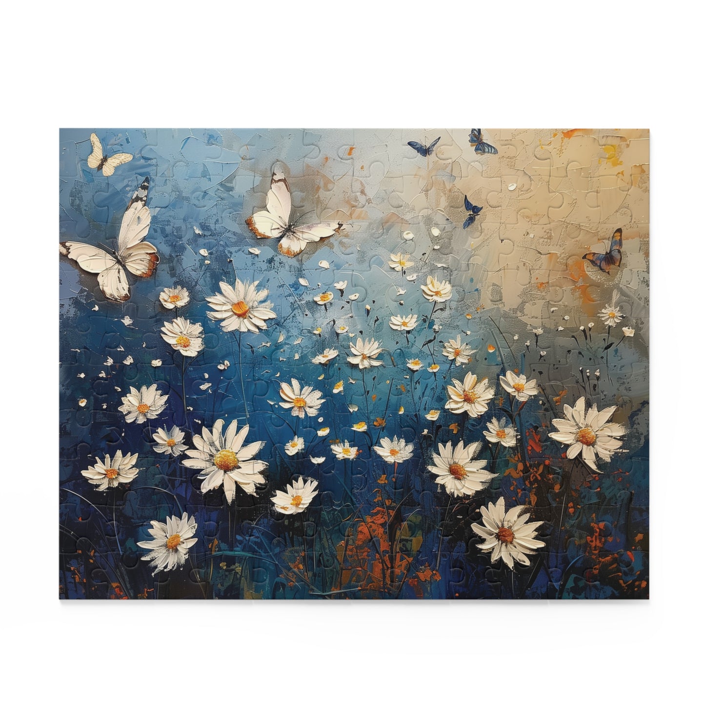 Daisy Flower Puzzle, Butterfly Jigsaw Puzzle, Beautiful Painting Puzzle, Artistic Puzzle, 120 pieces, 252 pieces, 500 pieces, Family Game
