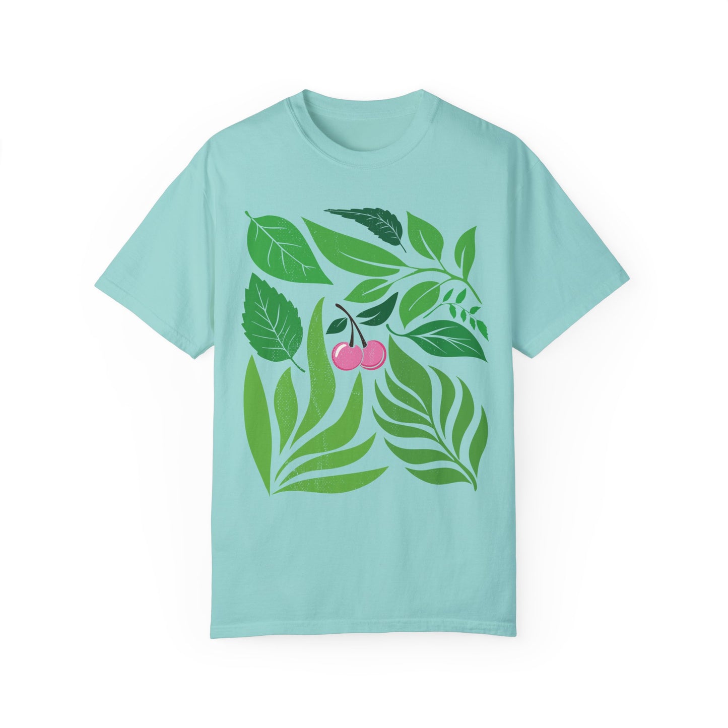 Botanical Cherry T-Shirt, Boho Nature-Inspired Graphic Tee, Plant Lover Gift, Tropical Shirt, Organic Botanical Top, Summer Vibes Clothing