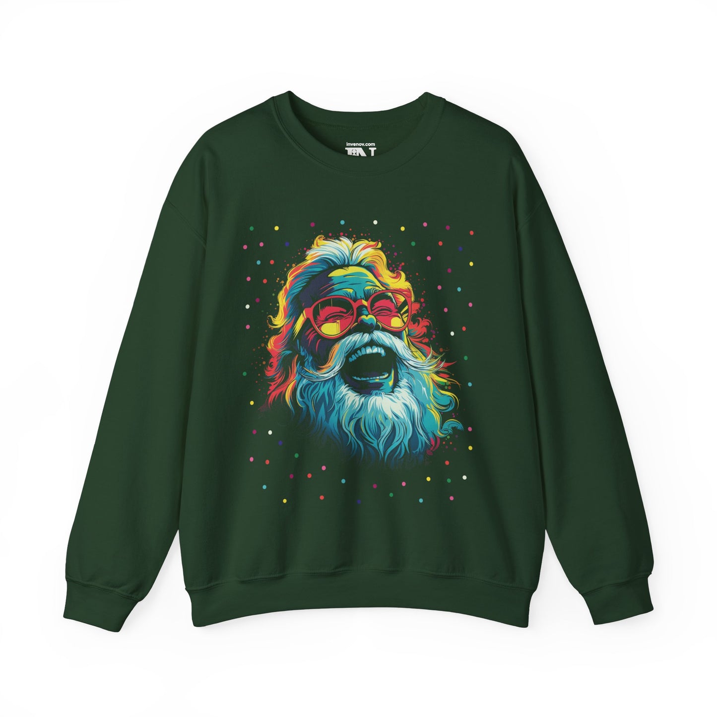 Christmas Santa Sweatshirt, Santa Claus Sweater, Funny Santa, Laughing Santa, Retro Neon Santa, Christmas Gift Idea, Family Christmas