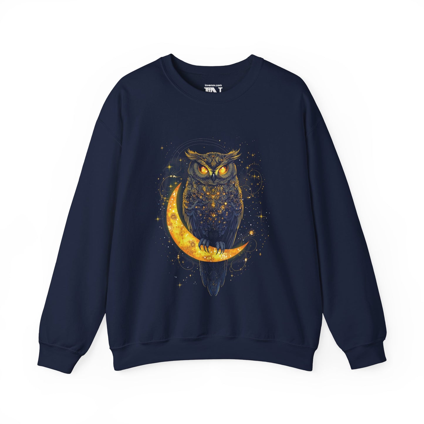 Celestial Owl Sweatshirt, Cosmic Moon Owl Shirt, Mystical Galaxy Jumper, Astronomy Bird Pullover, Unique Artistic Sweater, Cosmic Graphic