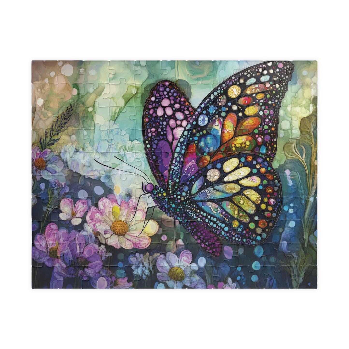 Butterfly Garden Puzzle, Colorful Jigsaw for Nature Lovers, Art Enthusiasts, Mosaic Art Puzzle, Butterfly Floral Puzzle, Artistic Puzzle