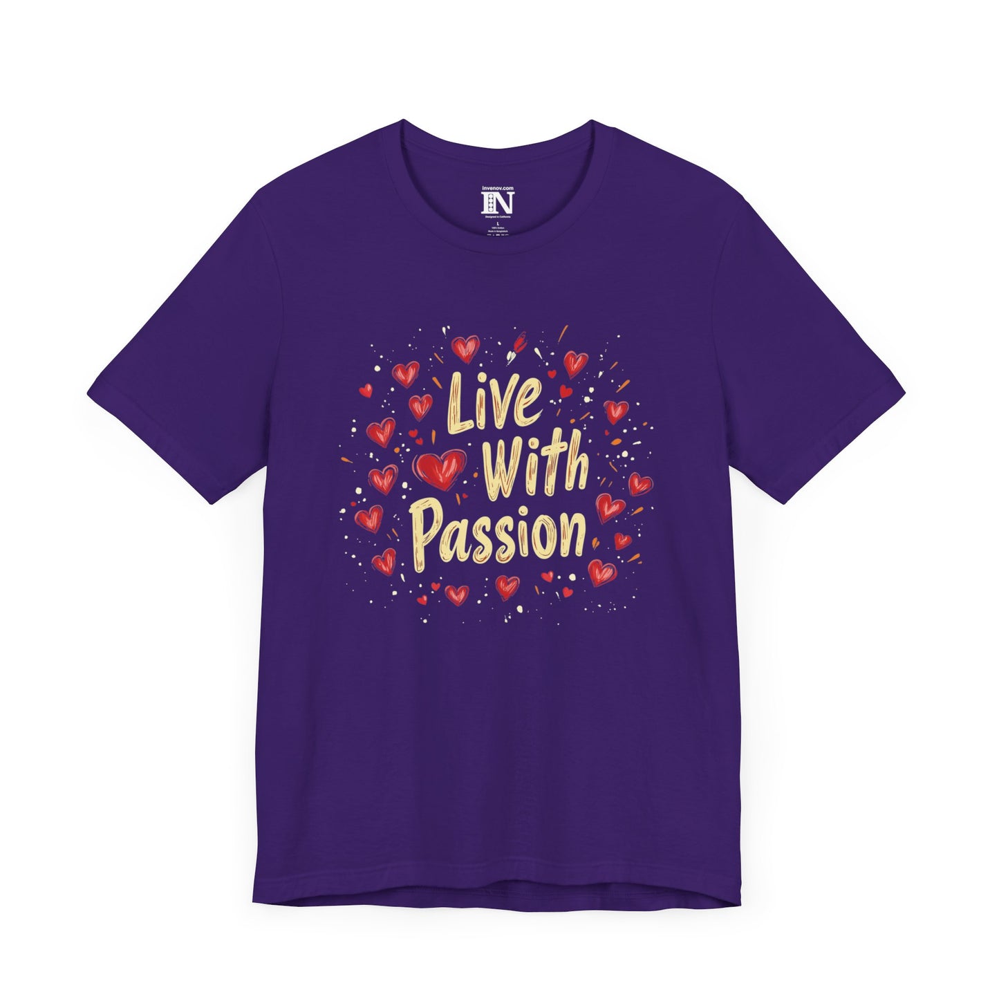 Live with Passion Shirt, Love Shirt, Heart Icon T-Shirt, Motivational Shirt, Inspirational Shirt, Good Vibes Shirt, Love and Passion Shirt