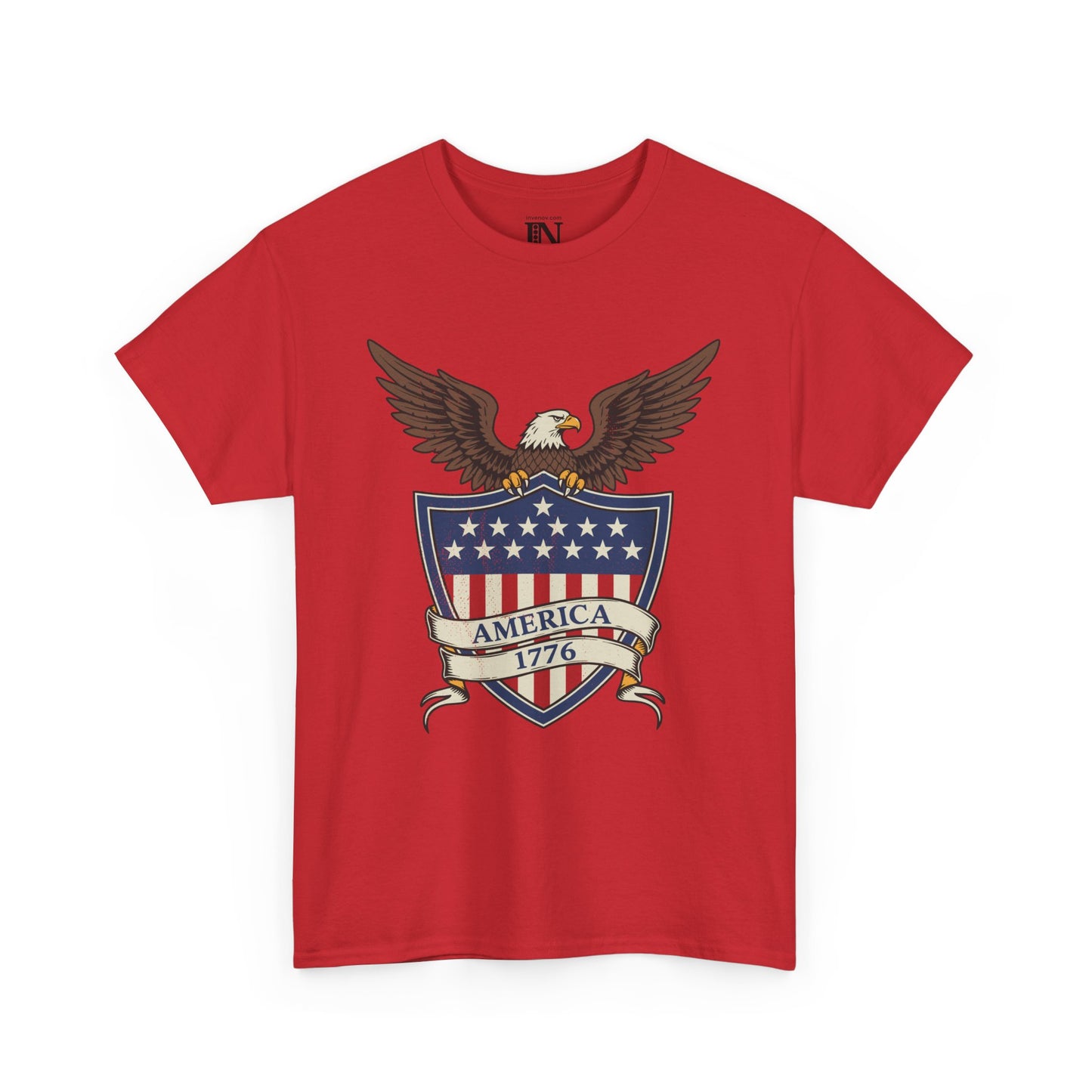 Vintage Style American T-Shirt, Bald Eagle Patriotic Shield Graphic Tee, 4th of July Memorial Day Shirt, Patriot Gift, Red White Blue