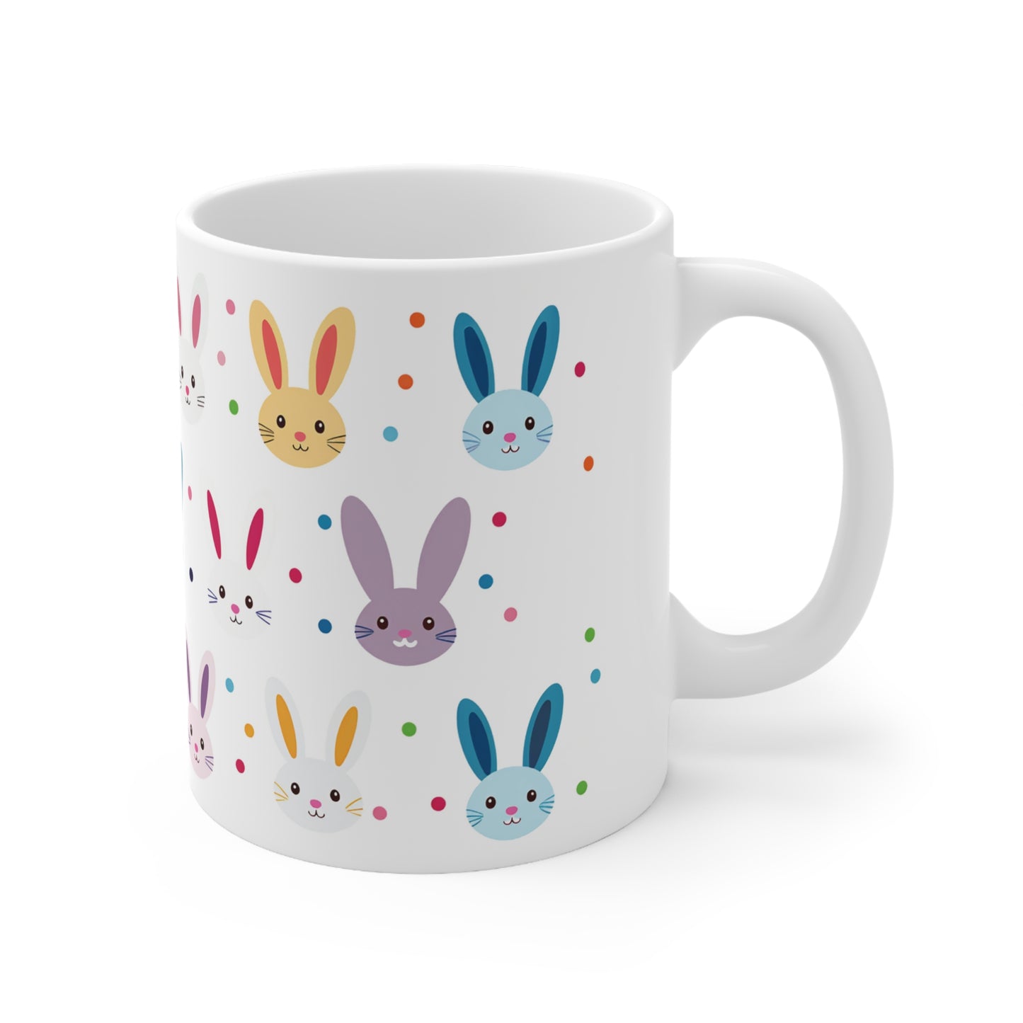 Easter Coffee Mug, Easter Bunny Tea Mug, Bunny Rabbit Mug, Colorful Mug, Bunny Pattern Cup, Easter Gift Idea, Ceramic Easter Mug