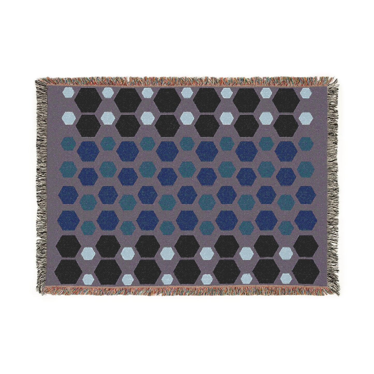 Geometric Hexagon Woven Blanket, Modern Minimalist Home Decor, Contemporary Pattern Throw Blanket, Sofa or Bed Cover, Cozy Fringe Tapestry