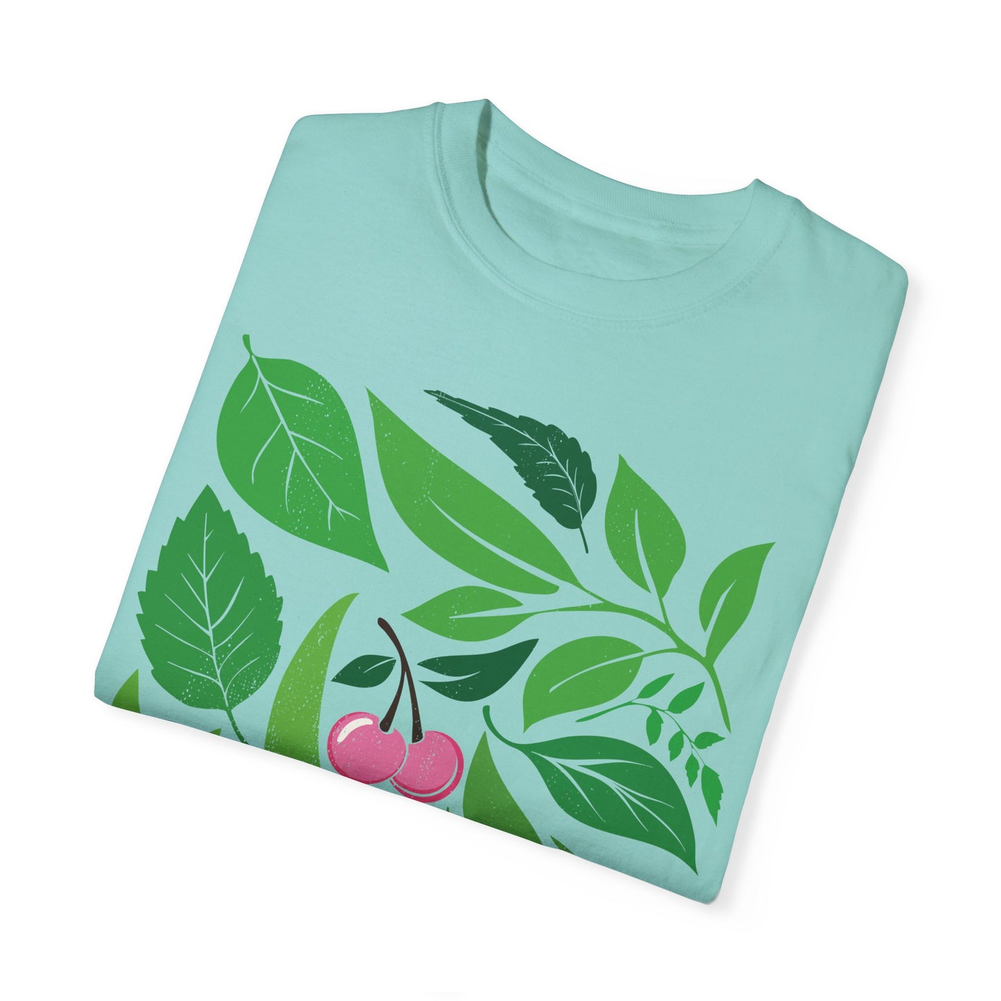 Botanical Cherry T-Shirt, Boho Nature-Inspired Graphic Tee, Plant Lover Gift, Tropical Shirt, Organic Botanical Top, Summer Vibes Clothing