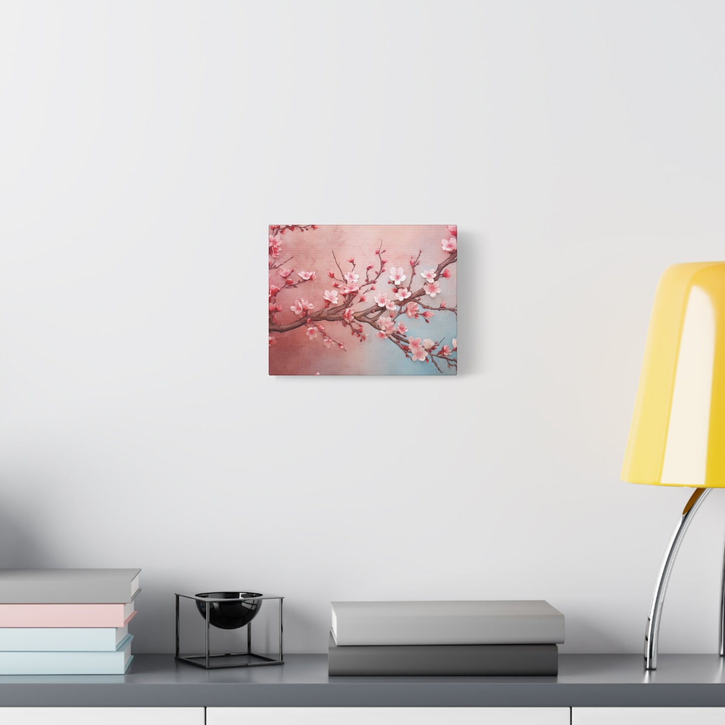 Cherry Blossom Wall Art Canvas Print, Asian Inspired Floral Decor, Pink Sakura Flowers, Home Office Decoration, Nature Artwork Gift