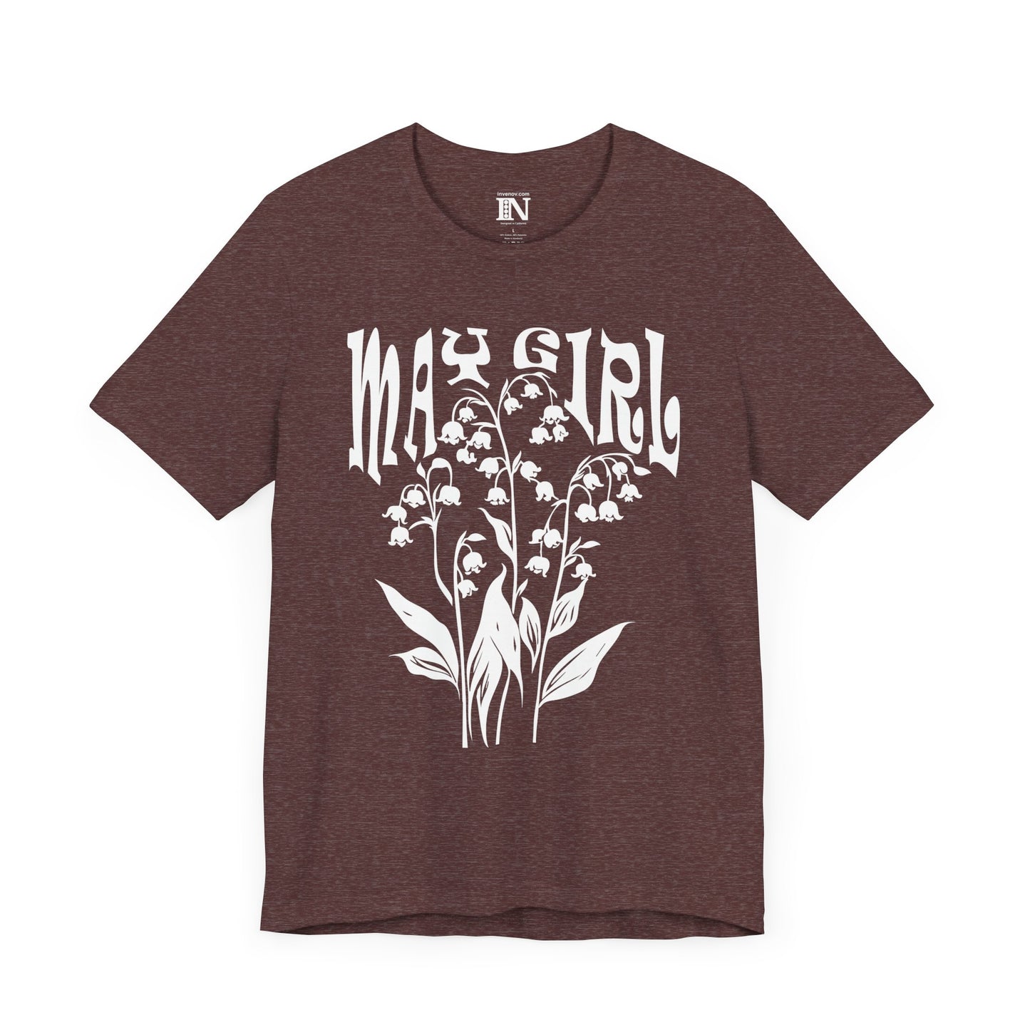 May Girl White Lily of the Valley Shirt, Birth Month Floral Tee, Retro Style May Birthday Gift, Flower Nature Inspired Graphic T-Shirt