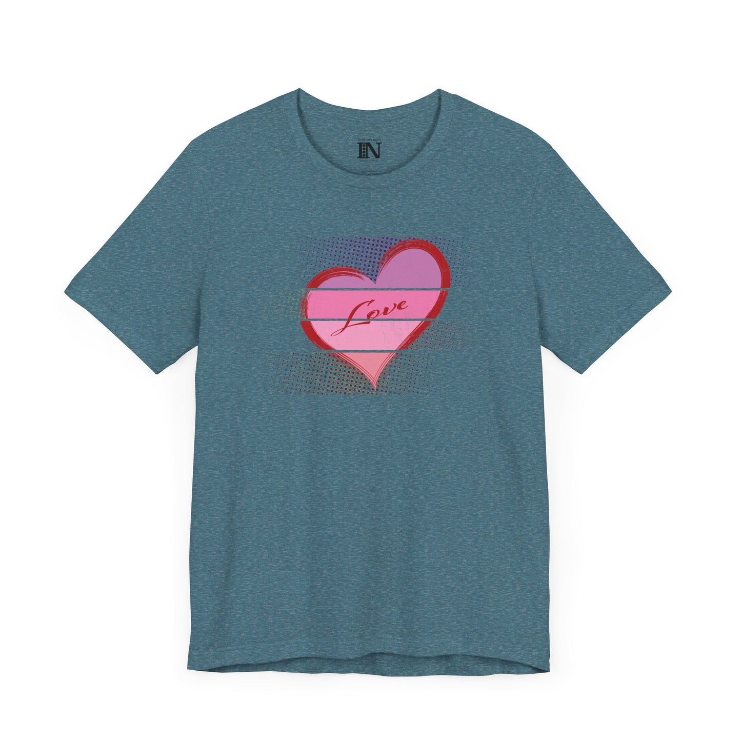 Vintage Style Heart Love T-Shirt, Retro Distressed Graphic Tee, Valentine's Day Apparel, Pink Red Shirt, Unisex Jersey Top, Gift for her