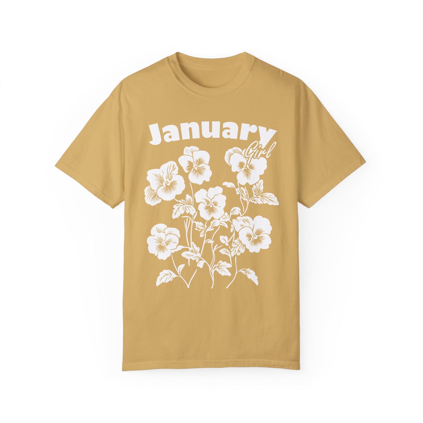 Comfort Colors Shirt Botanical Graphic Violas Pansies January Girl T-shirt, Floral Graphic Tee, Birthday Gift, Unisex Floral Flower shirt