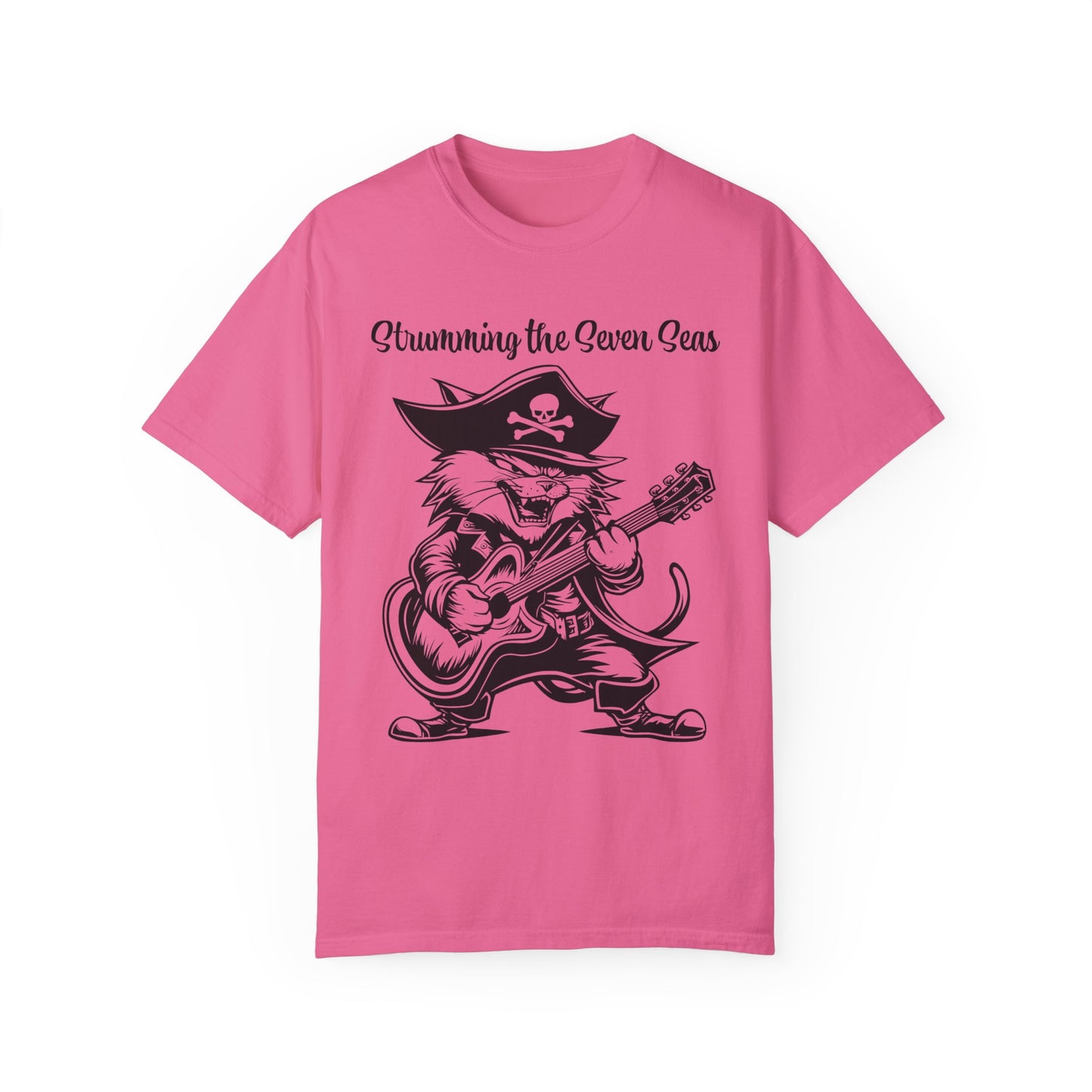 Comfort Colors Shirt, Music Party Shirt, Music Festival T-Shirt, Pirate Cat plays Guitar Shirt, Funny Cat Shirt, Pet Lover Shirt, Music Tee