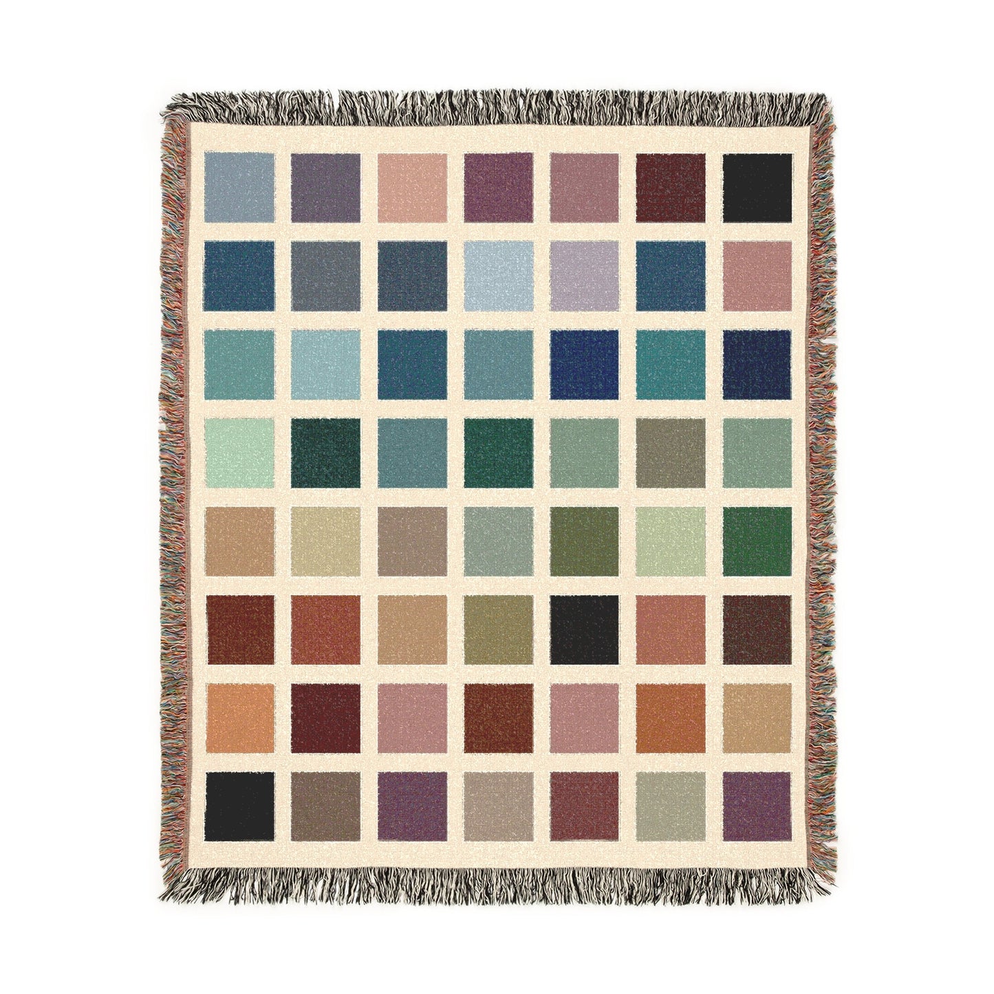 Colorful Checkerboard Grid Woven Blanket, Wall Tapestry, Modern Geometric Home Decor, Cozy Sofa Throw, Soft Fringe Blanket