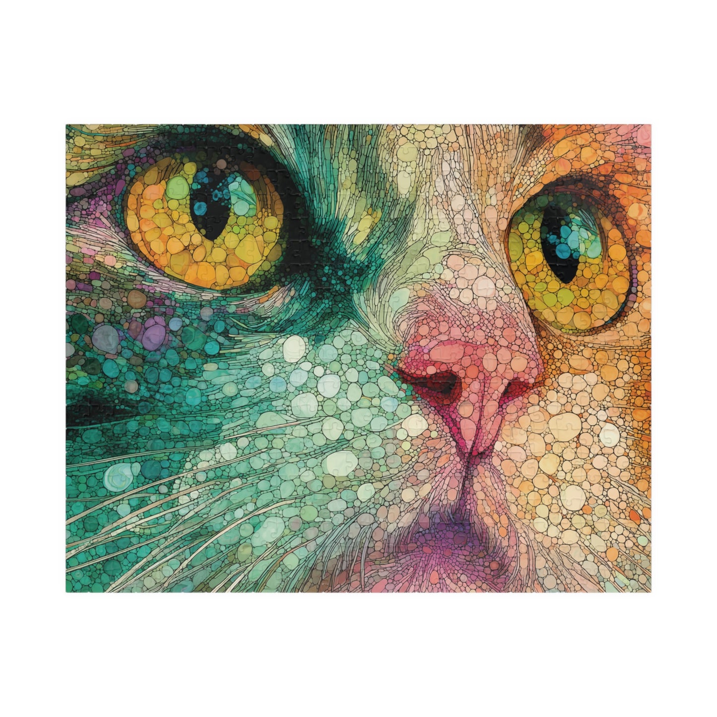 Colorful Cat Jigsaw Puzzle, Vibrant Feline Artwork for Cat Lovers and Puzzle Enthusiasts, Relaxing and Unique Gift Idea, Family Game Puzzle