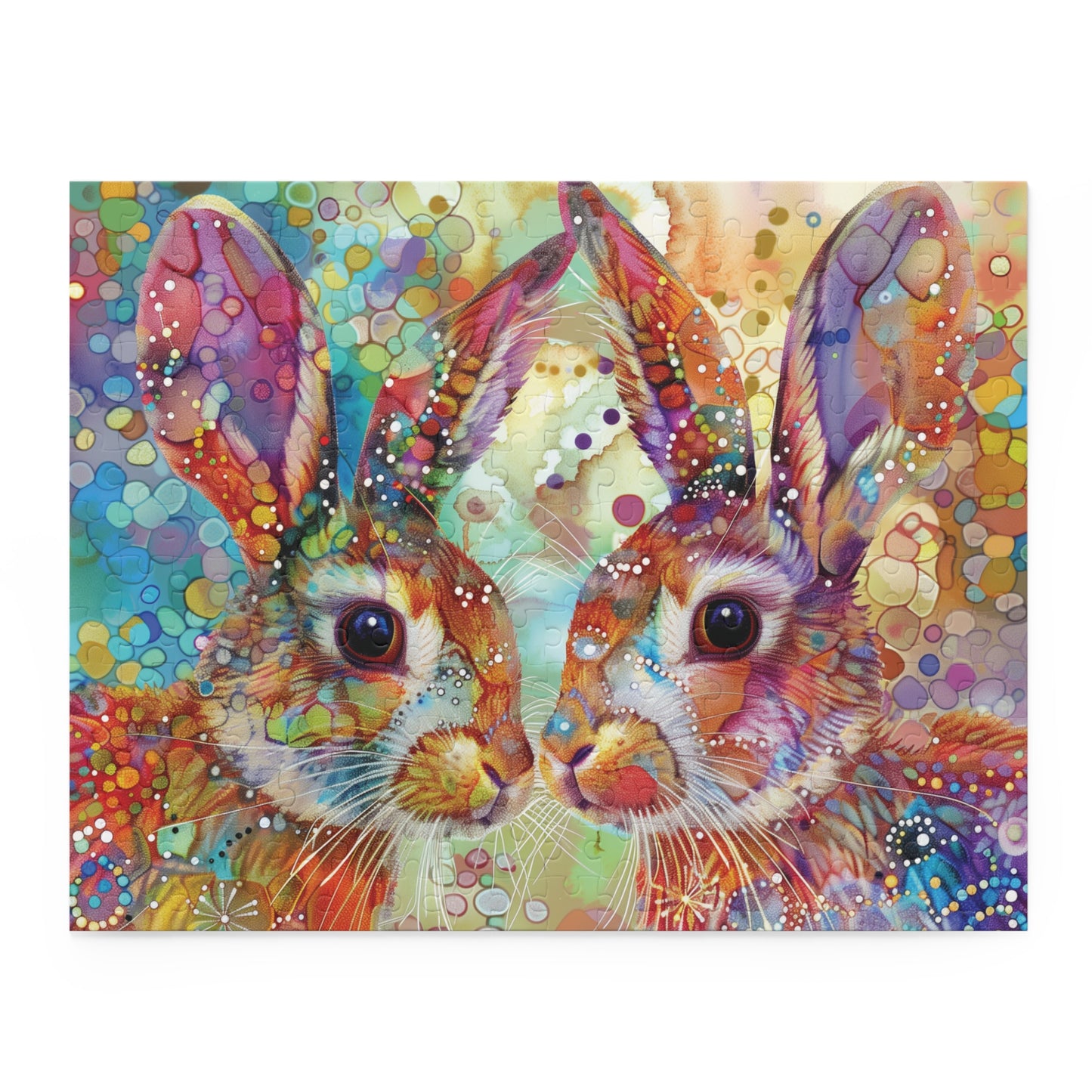 Rabbit Puzzle, Bunny Jigsaw Puzzle, Colorful Bunny Puzzle, Artistic Rabbit Puzzle, 120 pieces, 252 pieces, 500 pieces, Family Game Puzzle