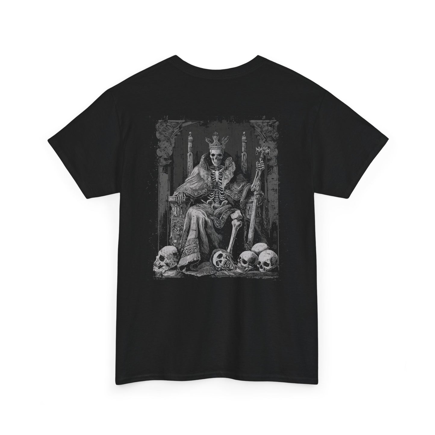 Gothic Skull Shirt, Skeleton King Shirt, Dark Aesthetic Style Shirt, Flaming Crown Graphic Tee, Royal Robes Edgy Style, Mysterious Design